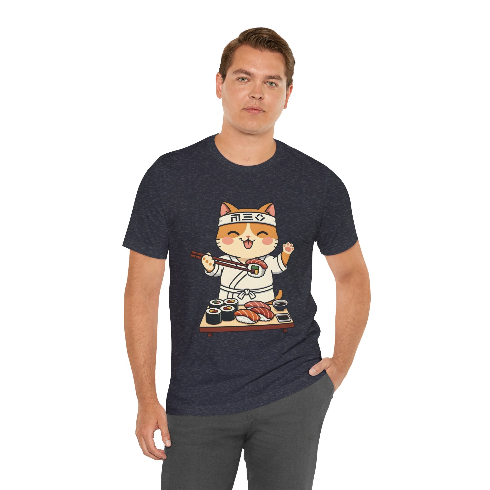 Sushi Chef Cat T‑Shirt — Cute Kawaii Cat Making Sushi Graphic Tee