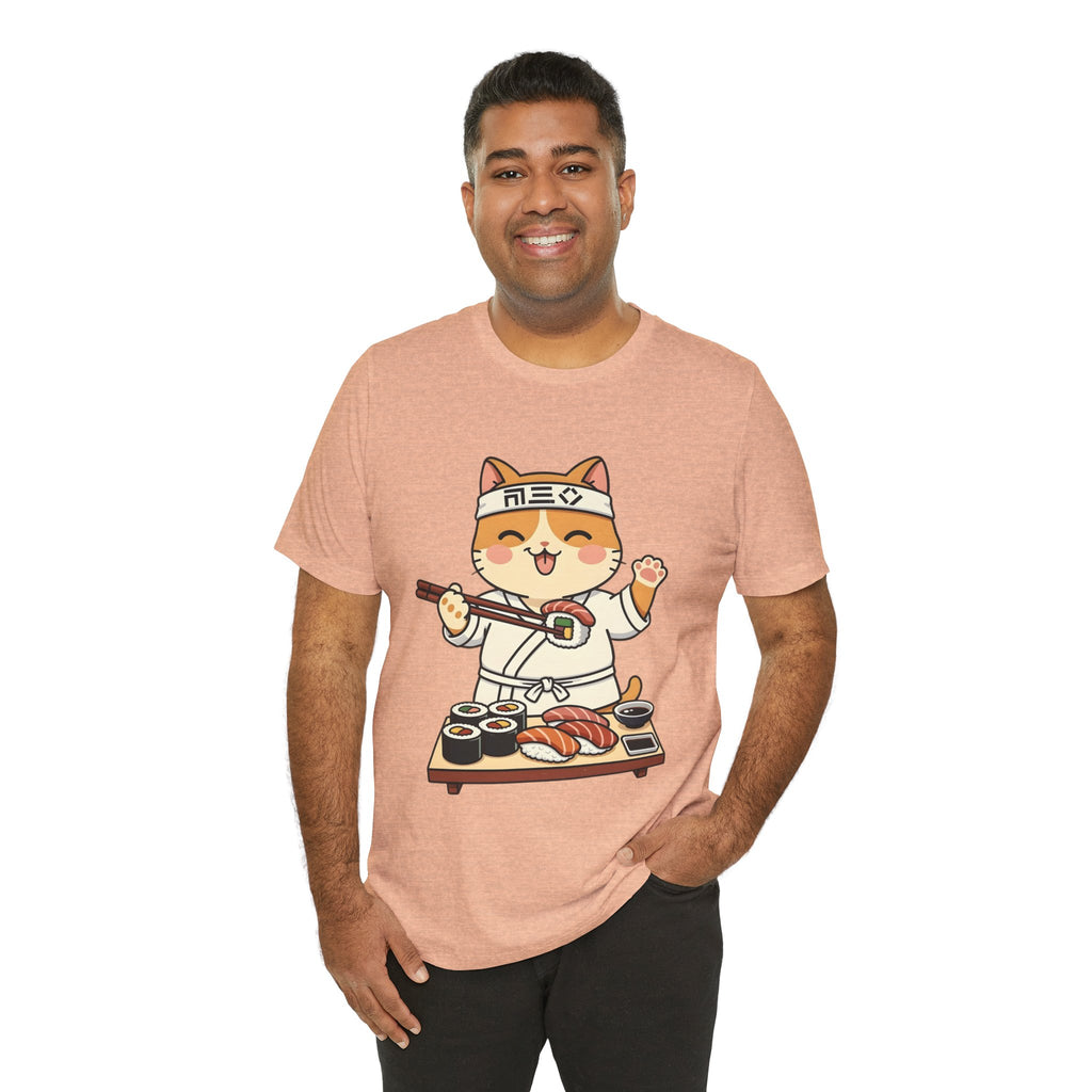 Sushi Chef Cat T‑Shirt — Cute Kawaii Cat Making Sushi Graphic Tee