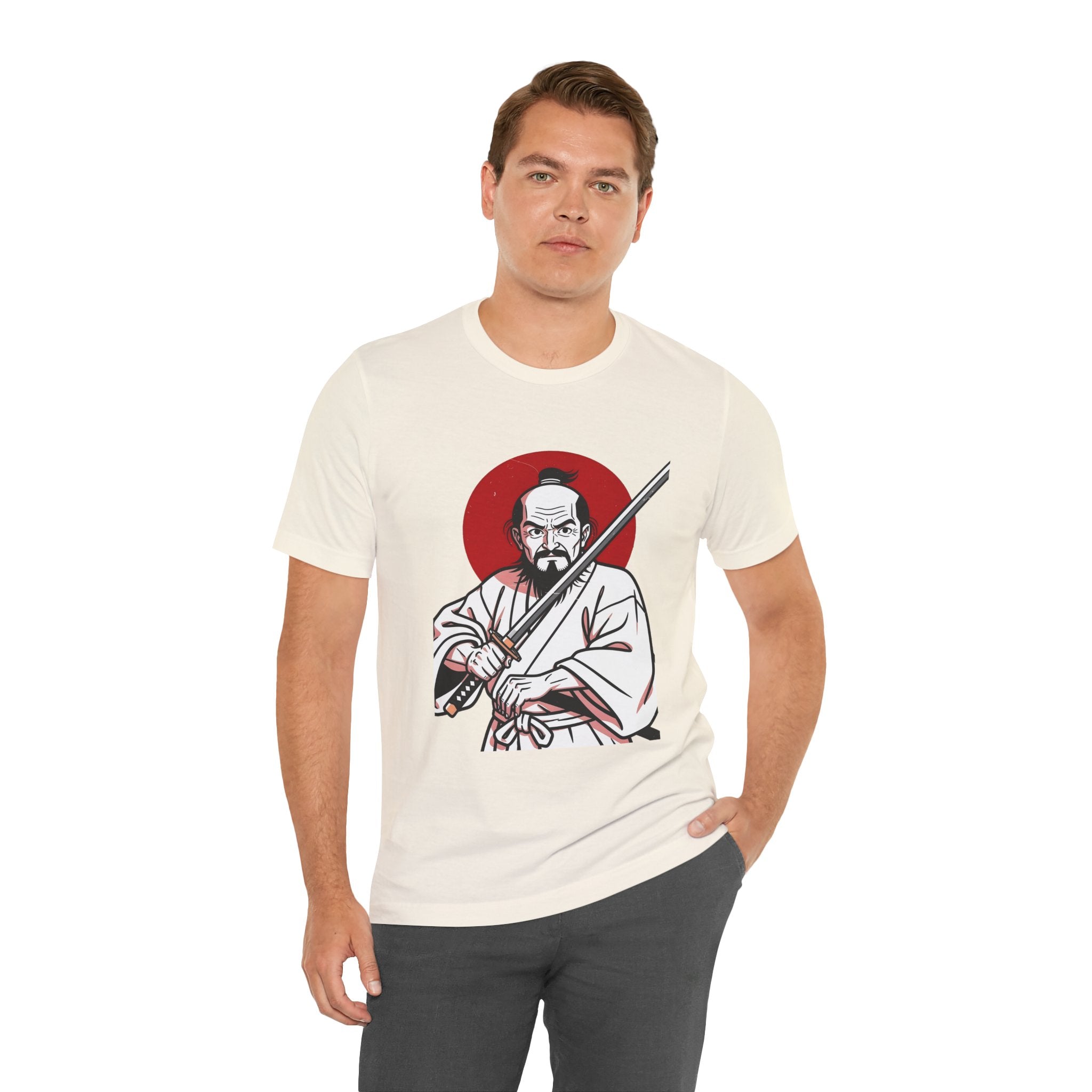 Samurai Warrior T-Shirt – Vintage Katana Illustration with Red Rising Sun