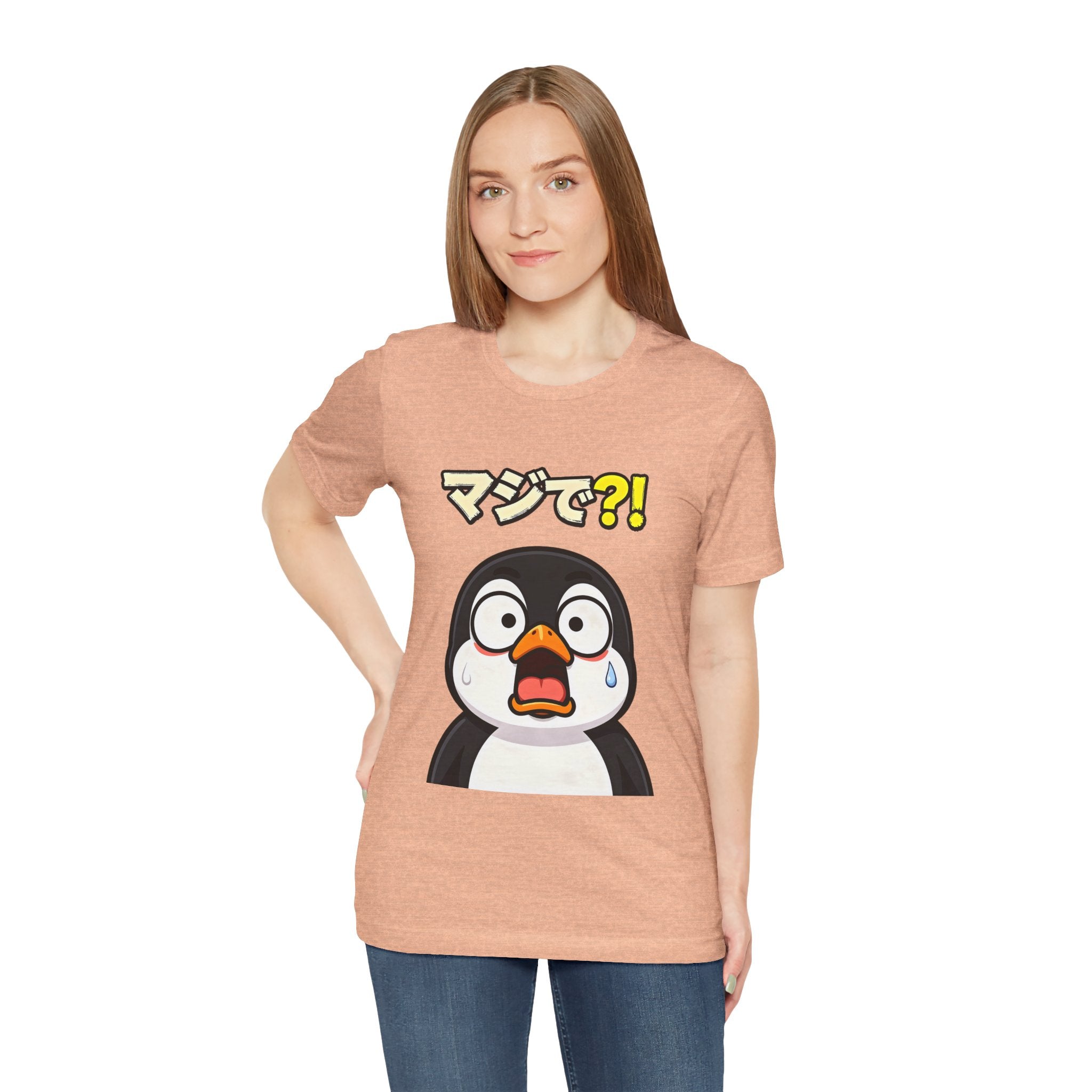 Shocked Penguin Tee — Japanese “マジで?!” Cute Anime-Style Graphic T-Shirt
