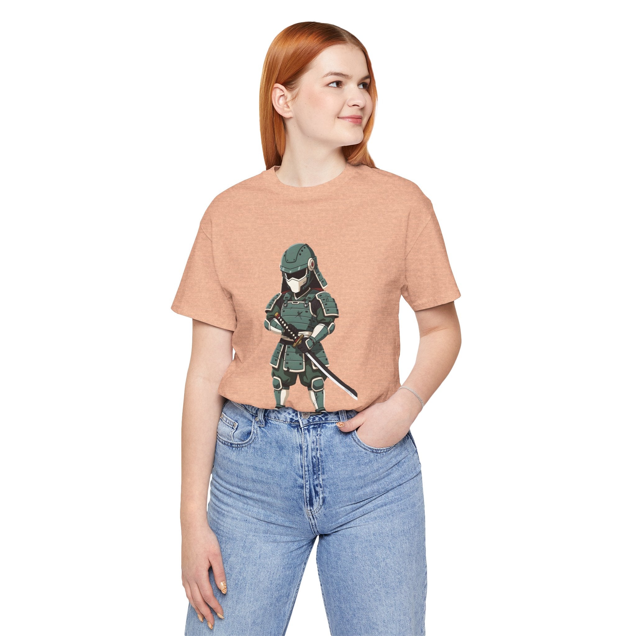 Samurai Cat T-Shirt – Cute Armored Kitty with Katana Graphic