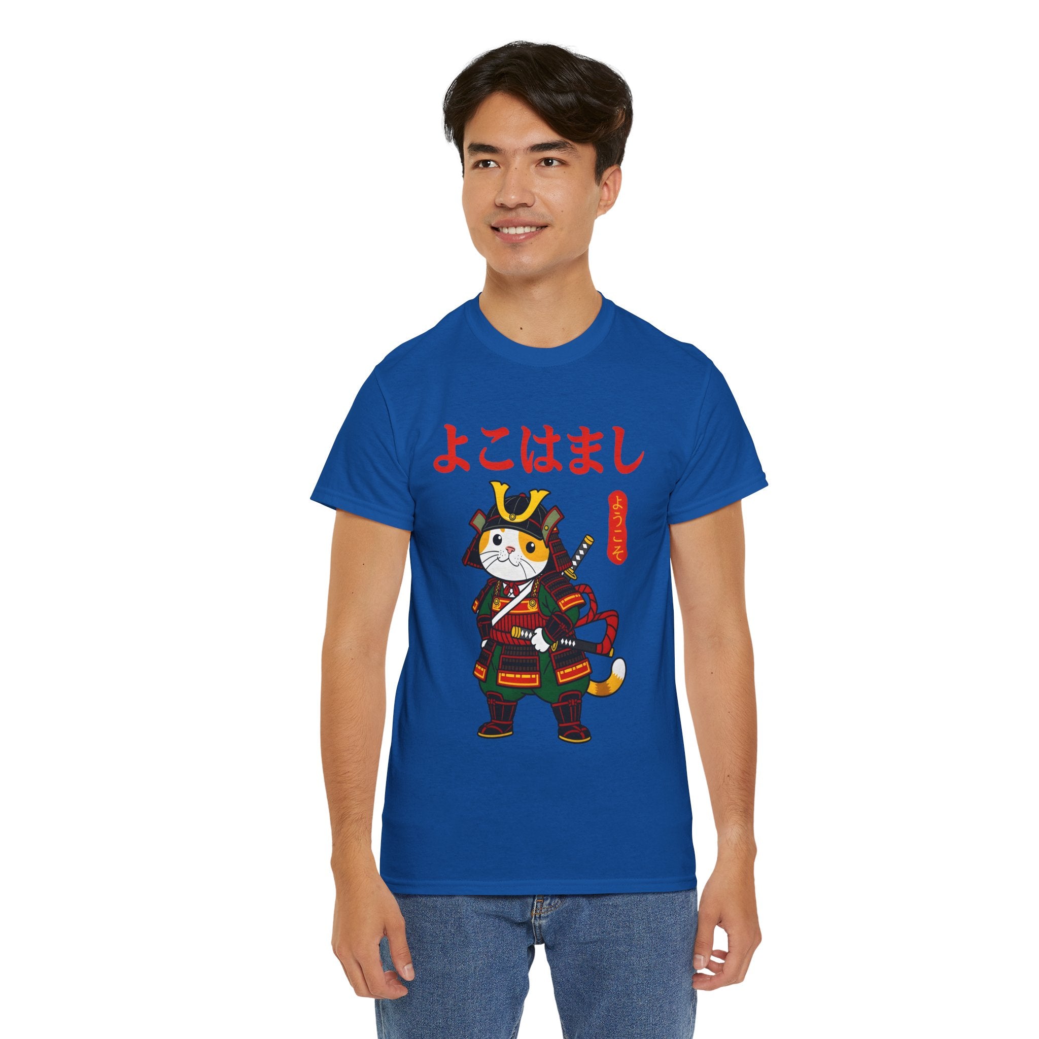 Samurai Cat T-Shirt — 'よこはまし' Japanese Yokohama Cute Warrior Tee