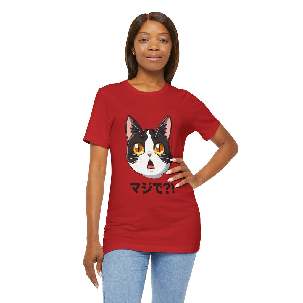 Cat Shock Face Graphic Tee — マジで?! Cute Anime Cat T-Shirt