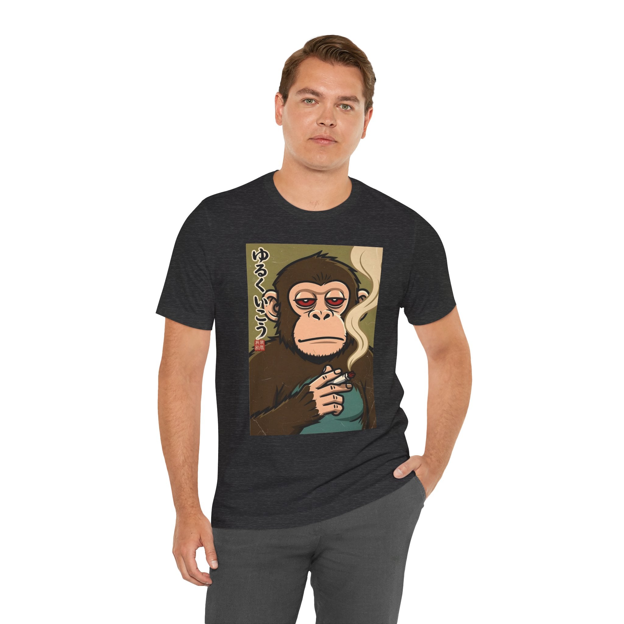 Smoking Monkey Graphic Tee — Japanese Retro Ape Illustration T-Shirt