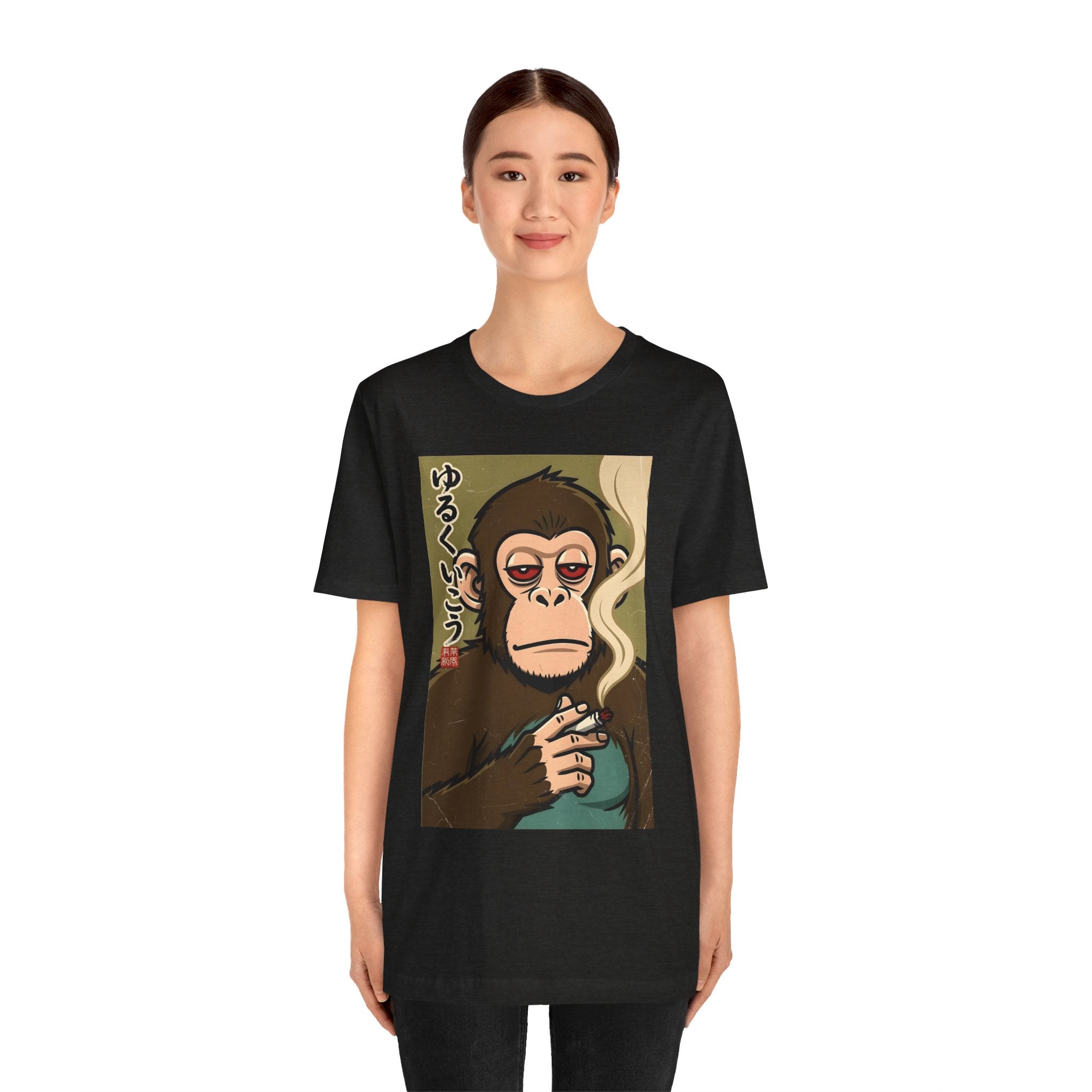 Smoking Monkey Graphic Tee — Japanese Retro Ape Illustration T-Shirt
