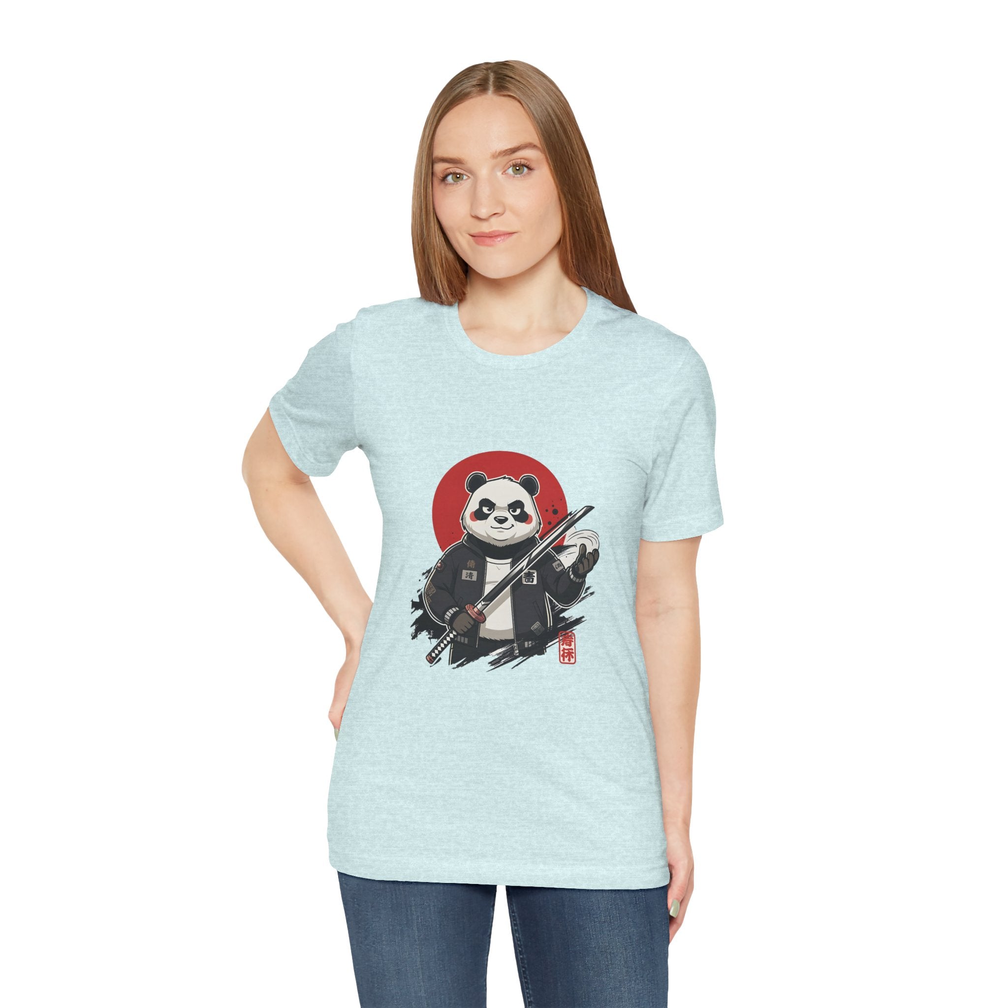 Samurai Panda T-Shirt — Cute Warrior Graphic Tee with Red Sun
