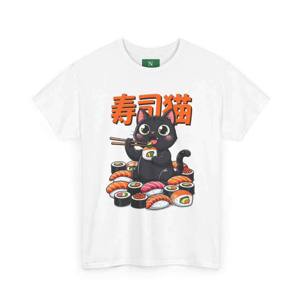 Sushi Cat T-Shirt – Cute Black Cat Eating Sushi Graphic Tee