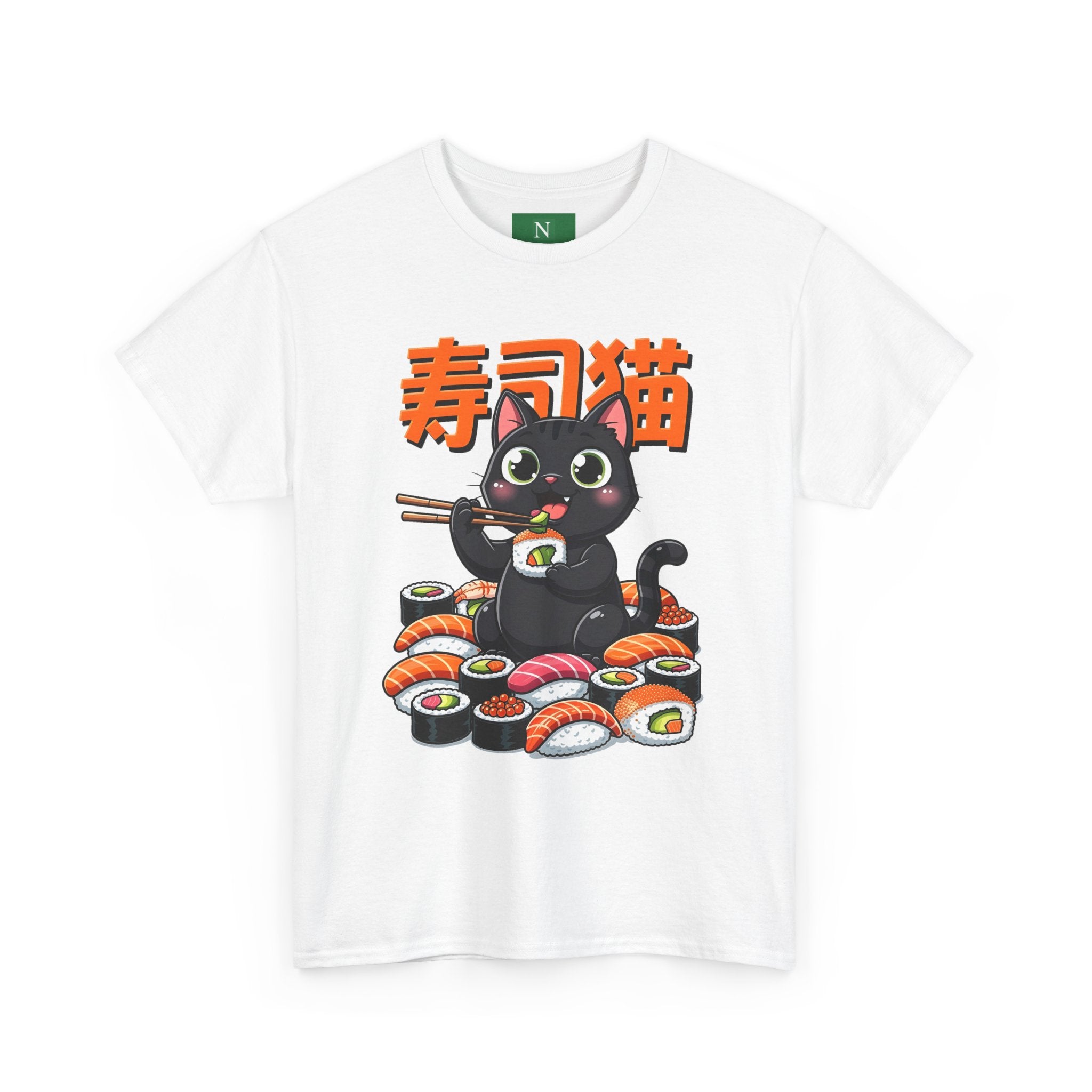 Sushi Cat T-Shirt – Cute Black Cat Eating Sushi Graphic Tee
