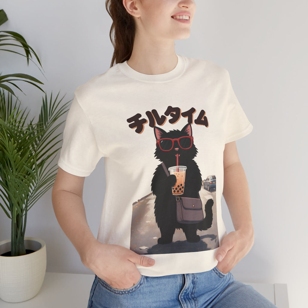 Boba Cat Tee — Cute Cat Drinking Bubble Tea Graphic T-Shirt