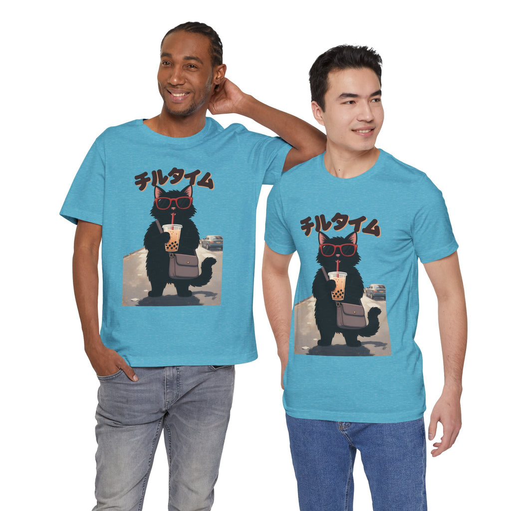 Boba Cat Tee — Cute Cat Drinking Bubble Tea Graphic T-Shirt