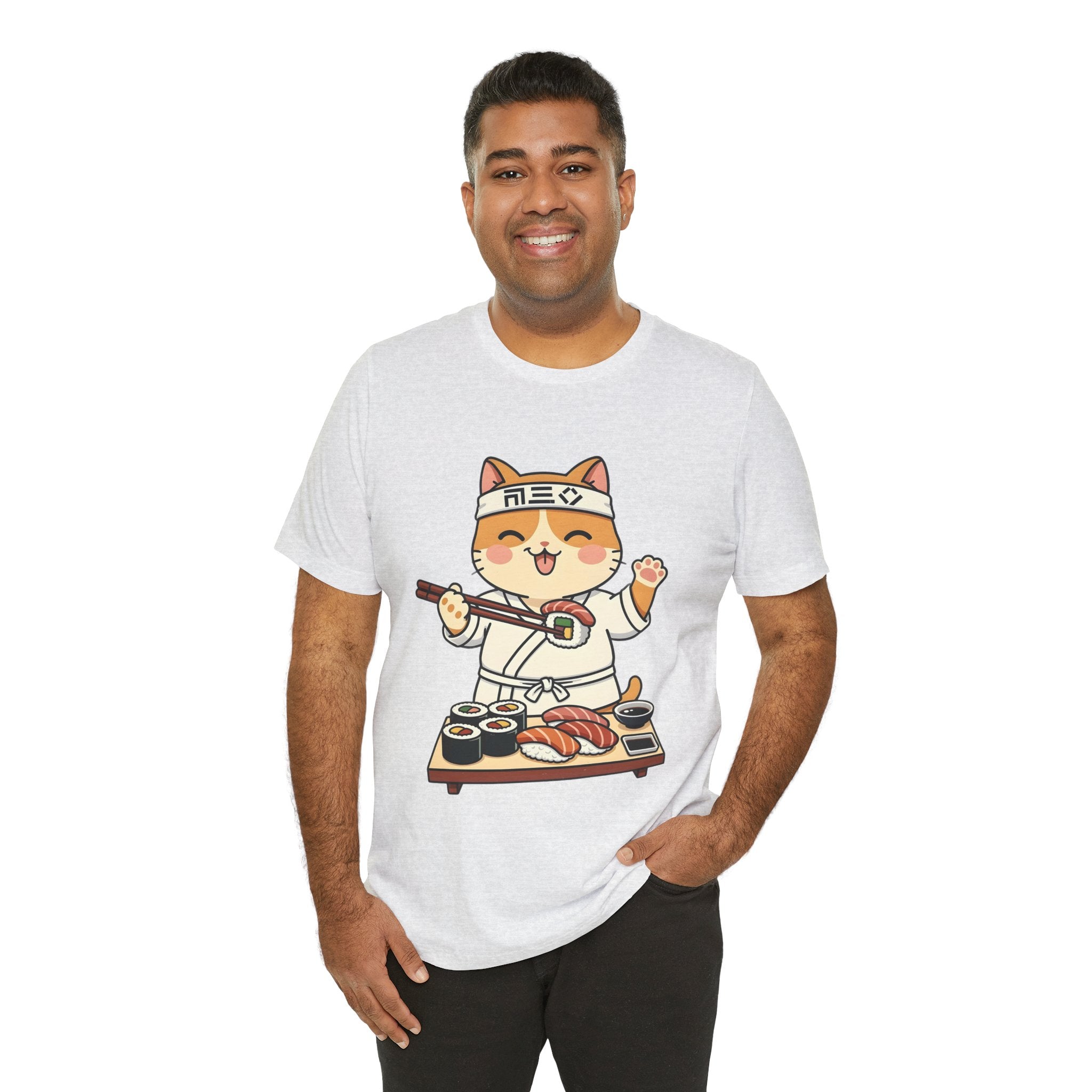 Sushi Chef Cat T‑Shirt — Cute Kawaii Cat Making Sushi Graphic Tee