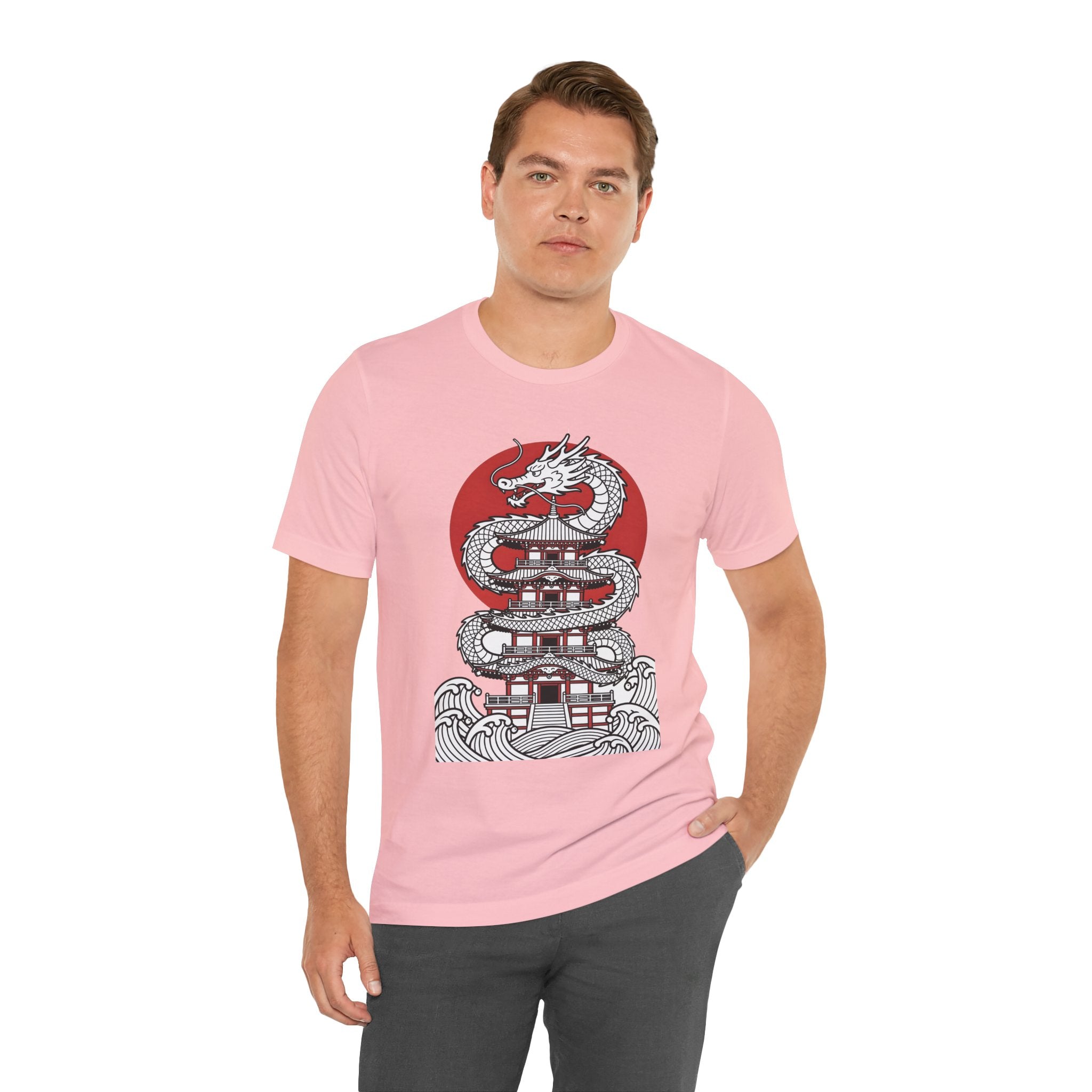Dragon Pagoda T‑Shirt — Japanese Red Sun Temple Graphic Tee