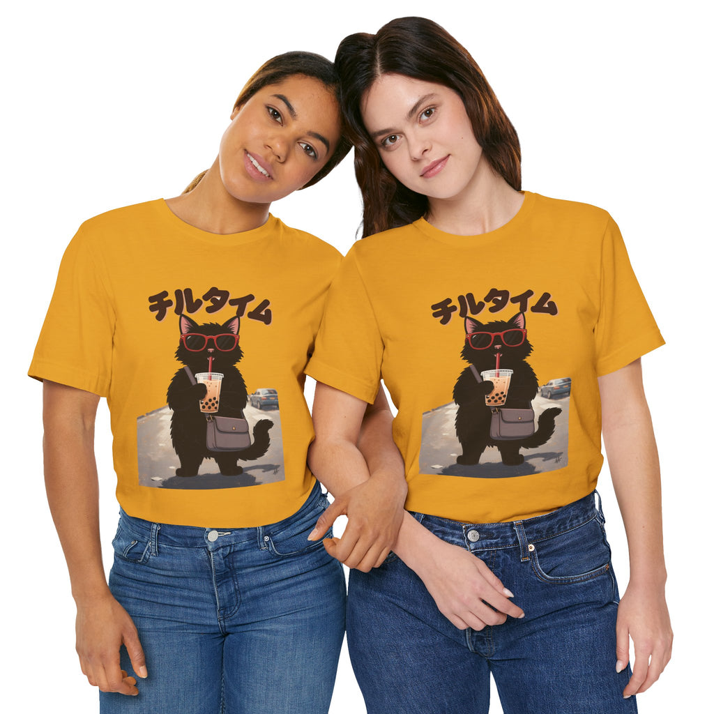 Boba Cat Tee — Cute Cat Drinking Bubble Tea Graphic T-Shirt