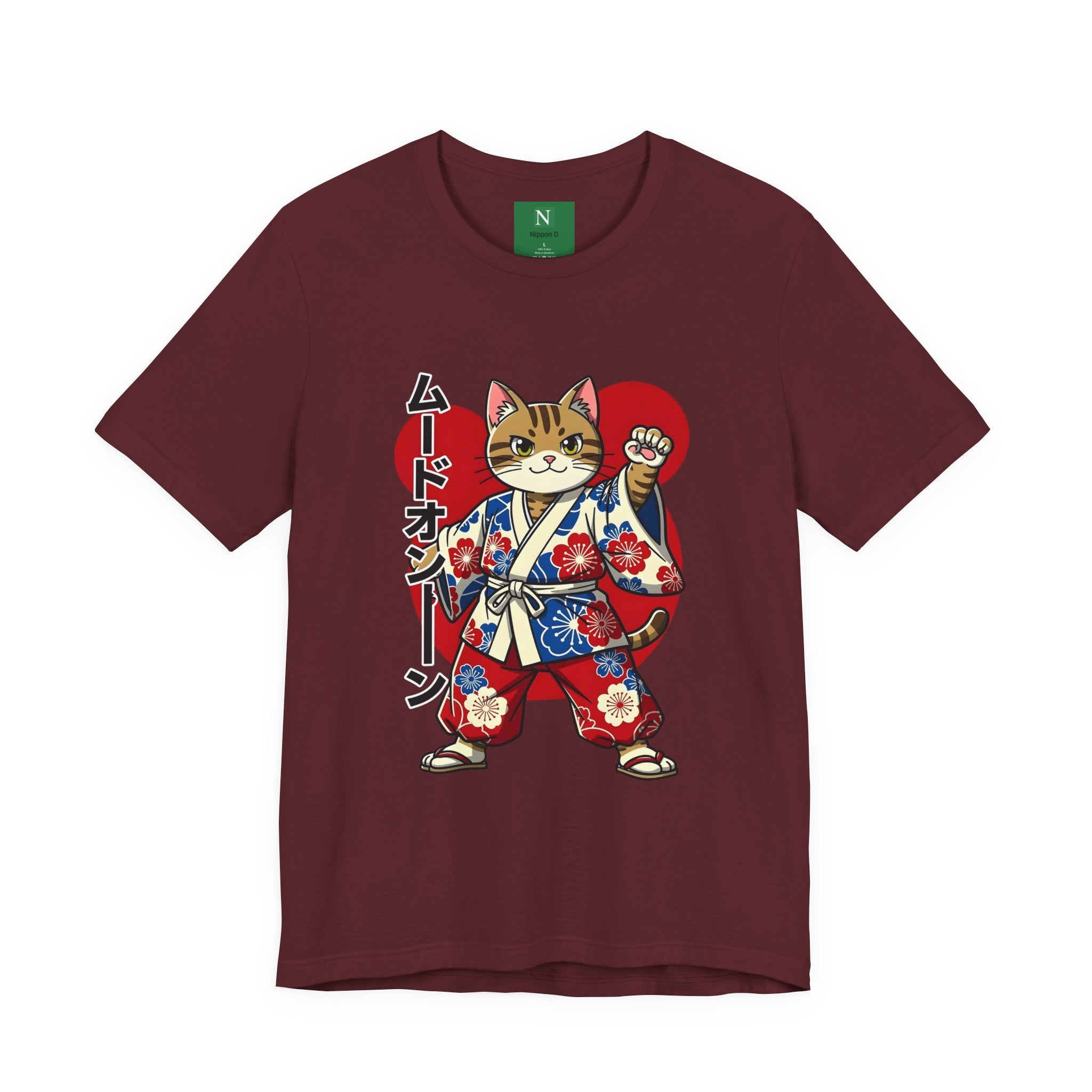 Samurai Cat T‑Shirt — Kawaii Japanese Kimono Cat Graphic Tee