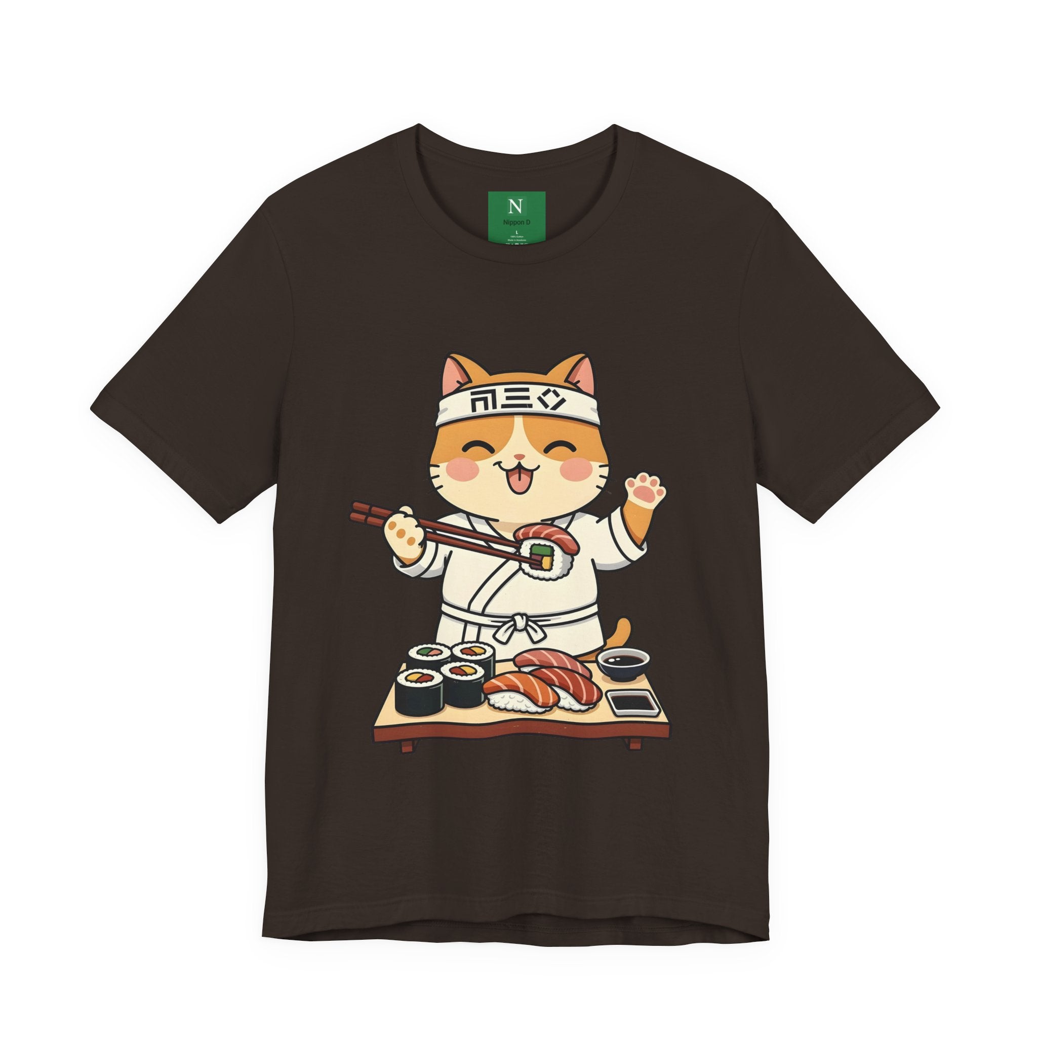 Sushi Chef Cat T‑Shirt — Cute Kawaii Cat Making Sushi Graphic Tee