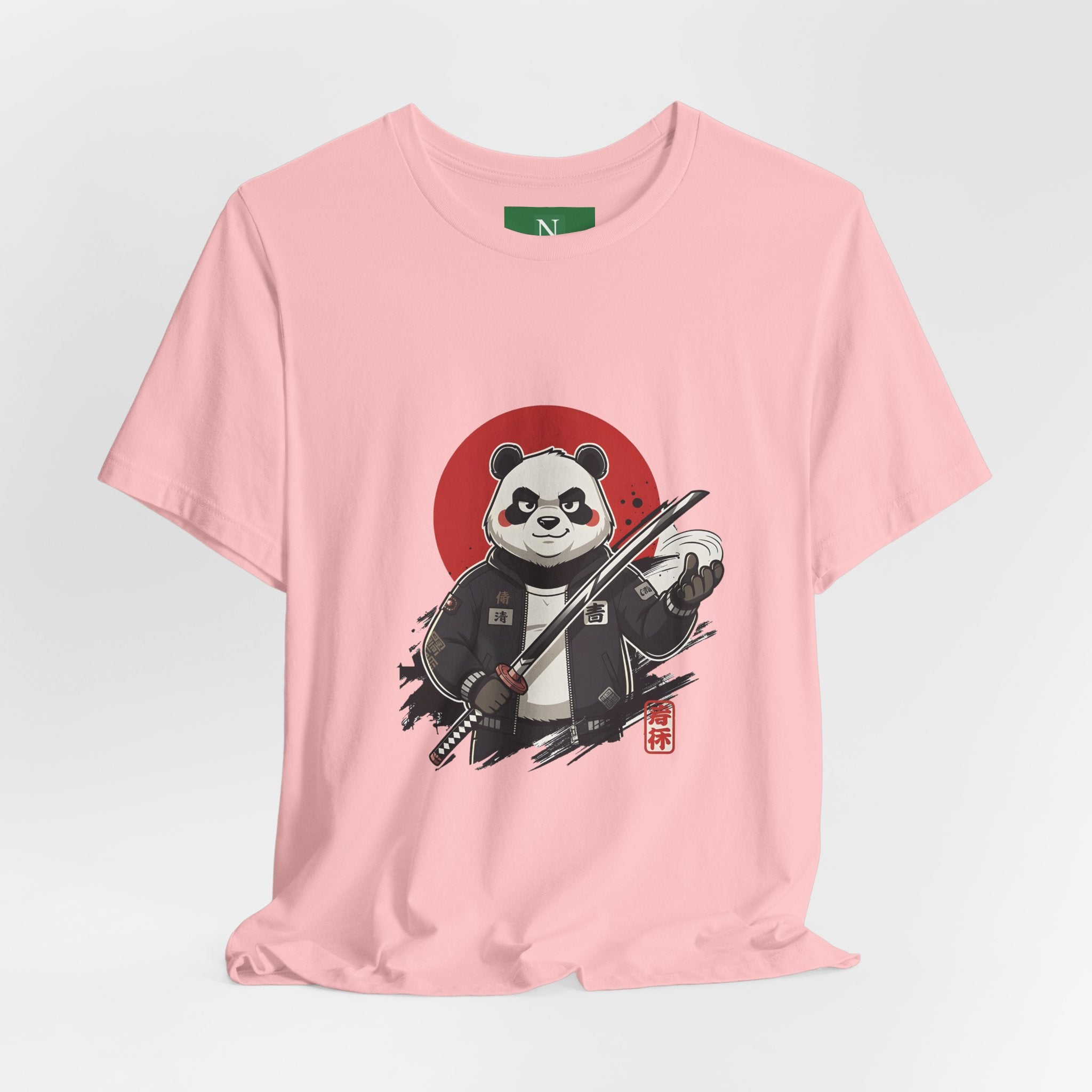 Samurai Panda T-Shirt — Cute Warrior Graphic Tee with Red Sun
