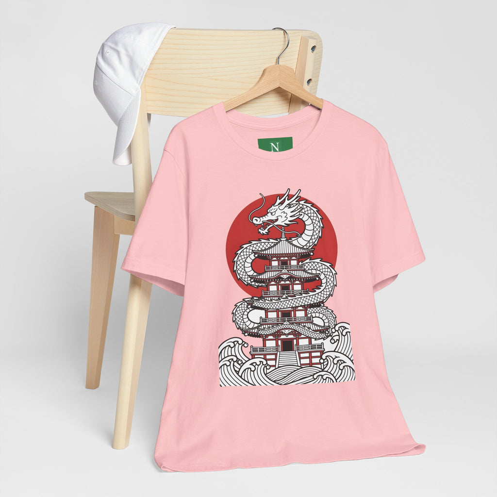 Dragon Pagoda T‑Shirt — Japanese Red Sun Temple Graphic Tee