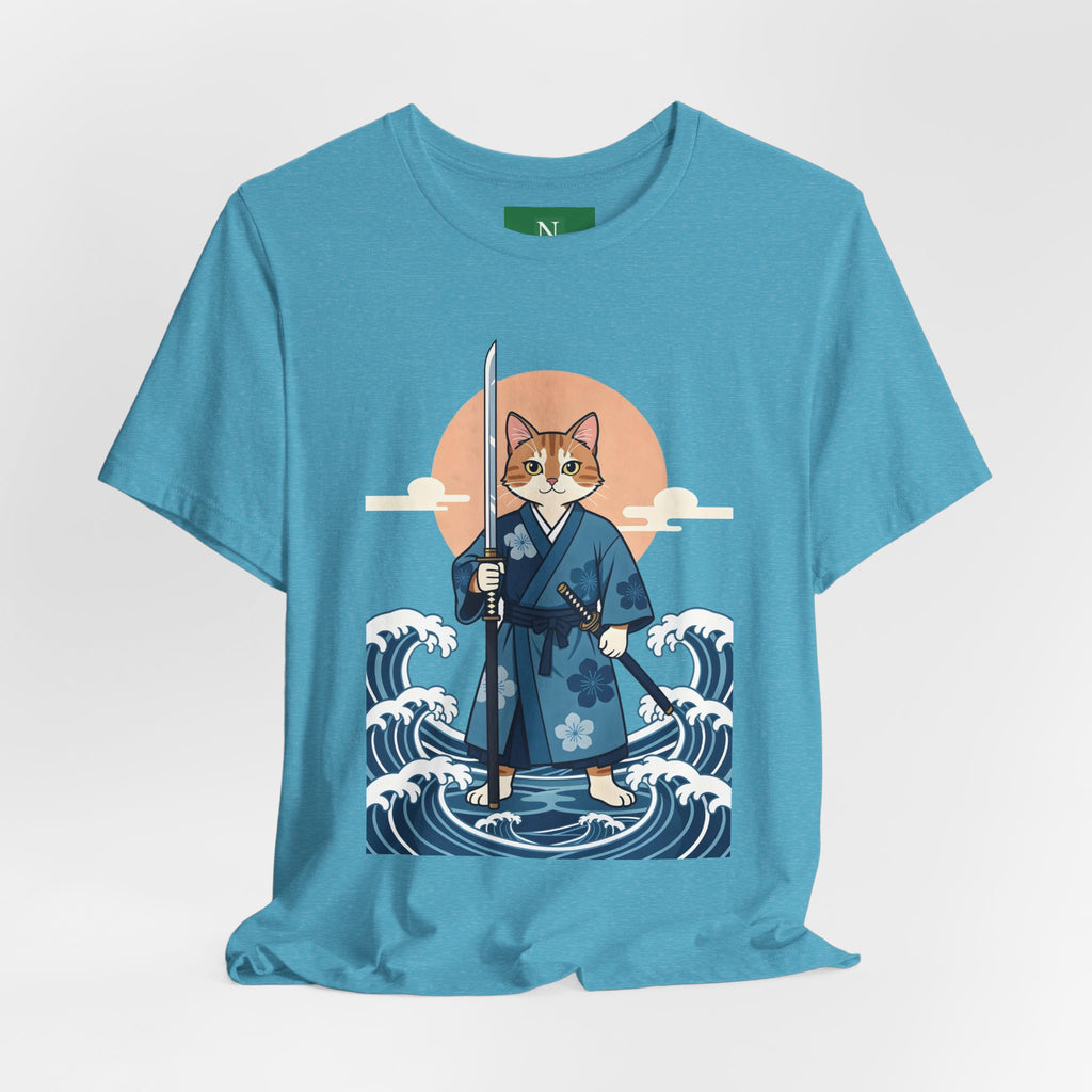 Samurai Cat T-Shirt — Japanese Wave Illustration Tee