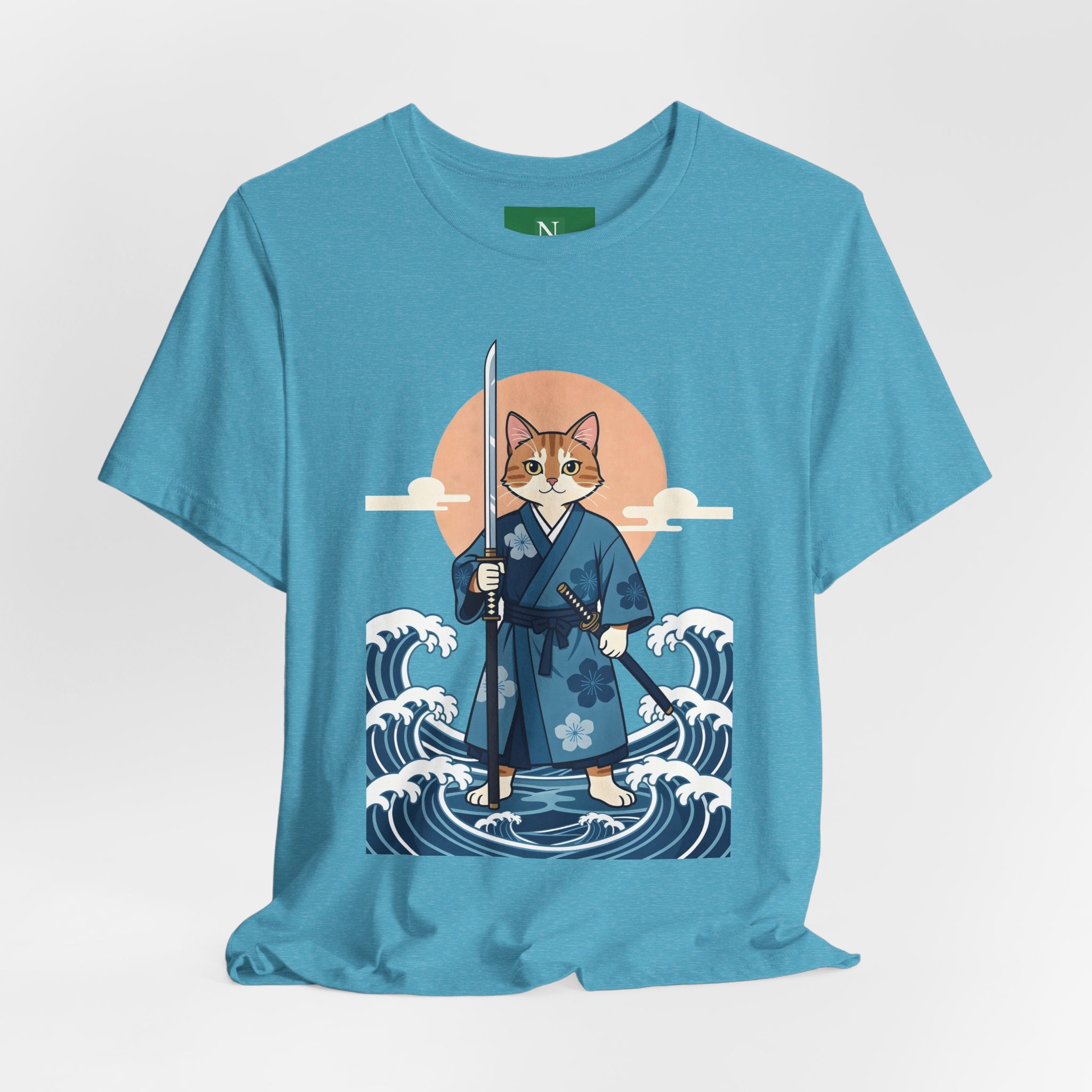Samurai Cat T-Shirt — Japanese Wave Illustration Tee