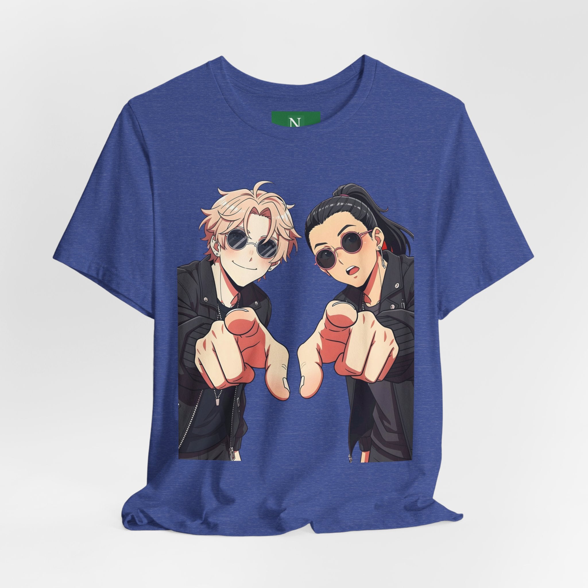Anime Besties Pointing Tee — Cool Duo Illustration T‑Shirt