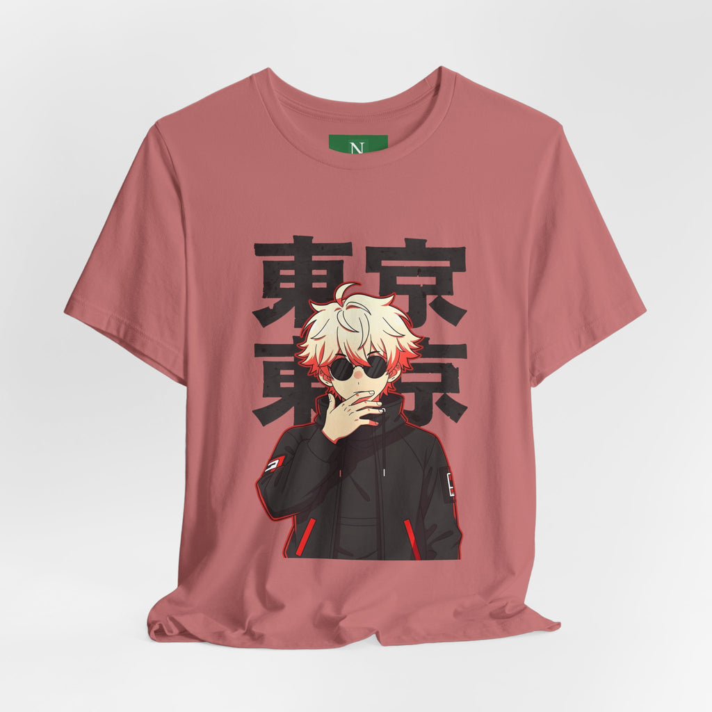 Tokyo Anime Graphic Tee — Blond Character with Kanji "東京"