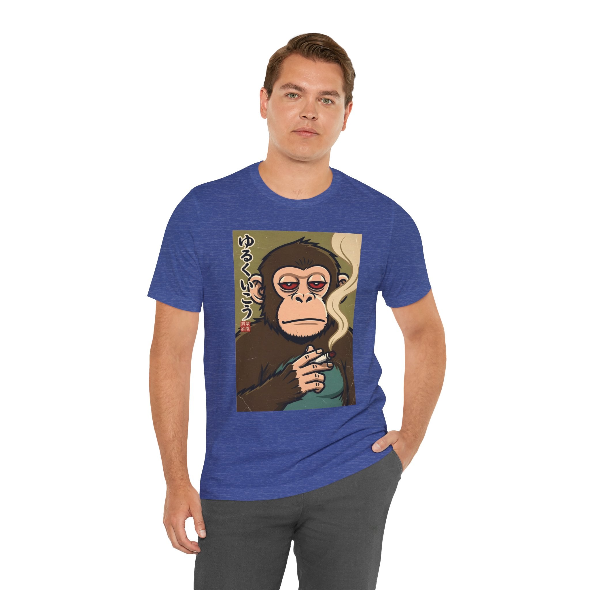 Smoking Monkey Graphic Tee — Japanese Retro Ape Illustration T-Shirt