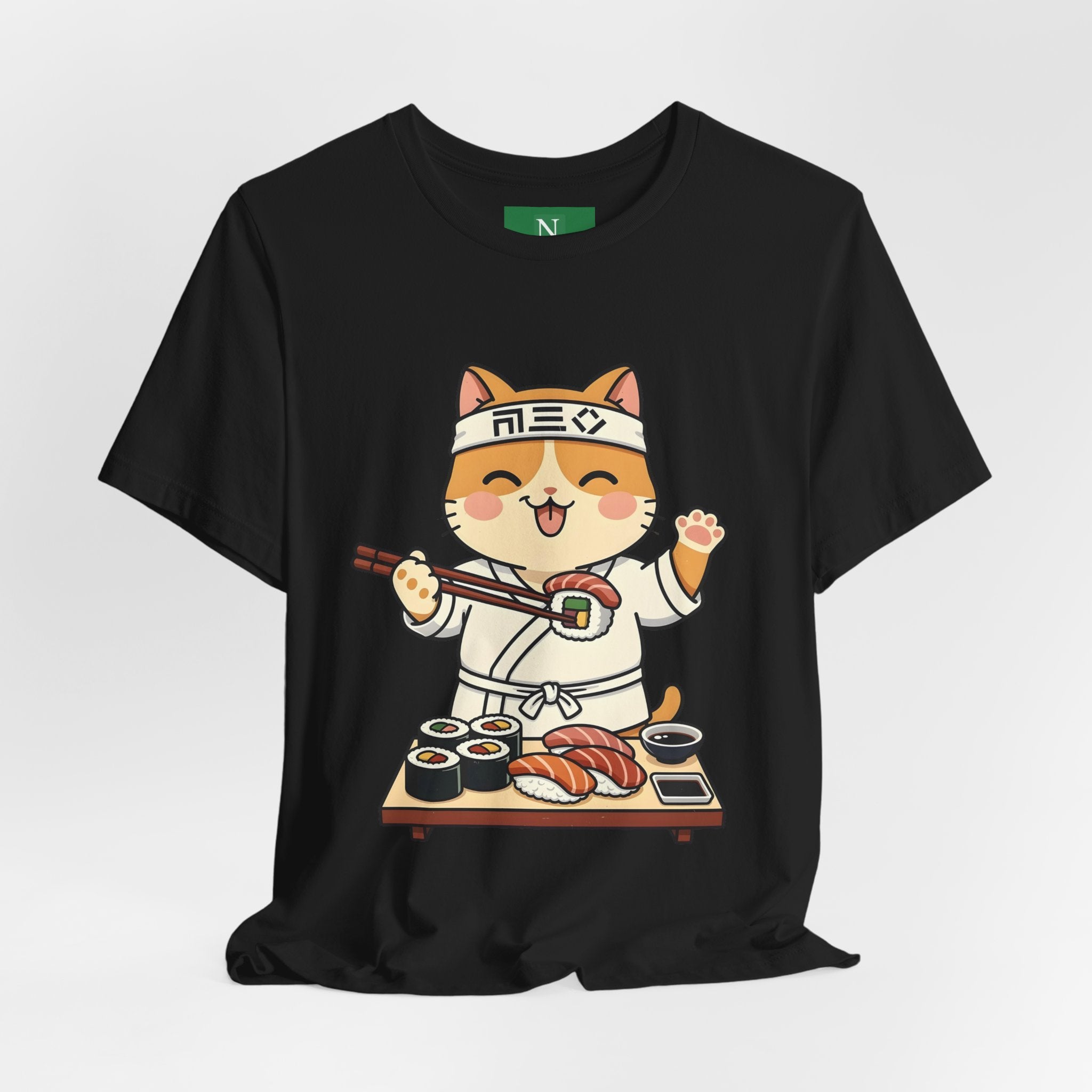 Sushi Chef Cat T‑Shirt — Cute Kawaii Cat Making Sushi Graphic Tee
