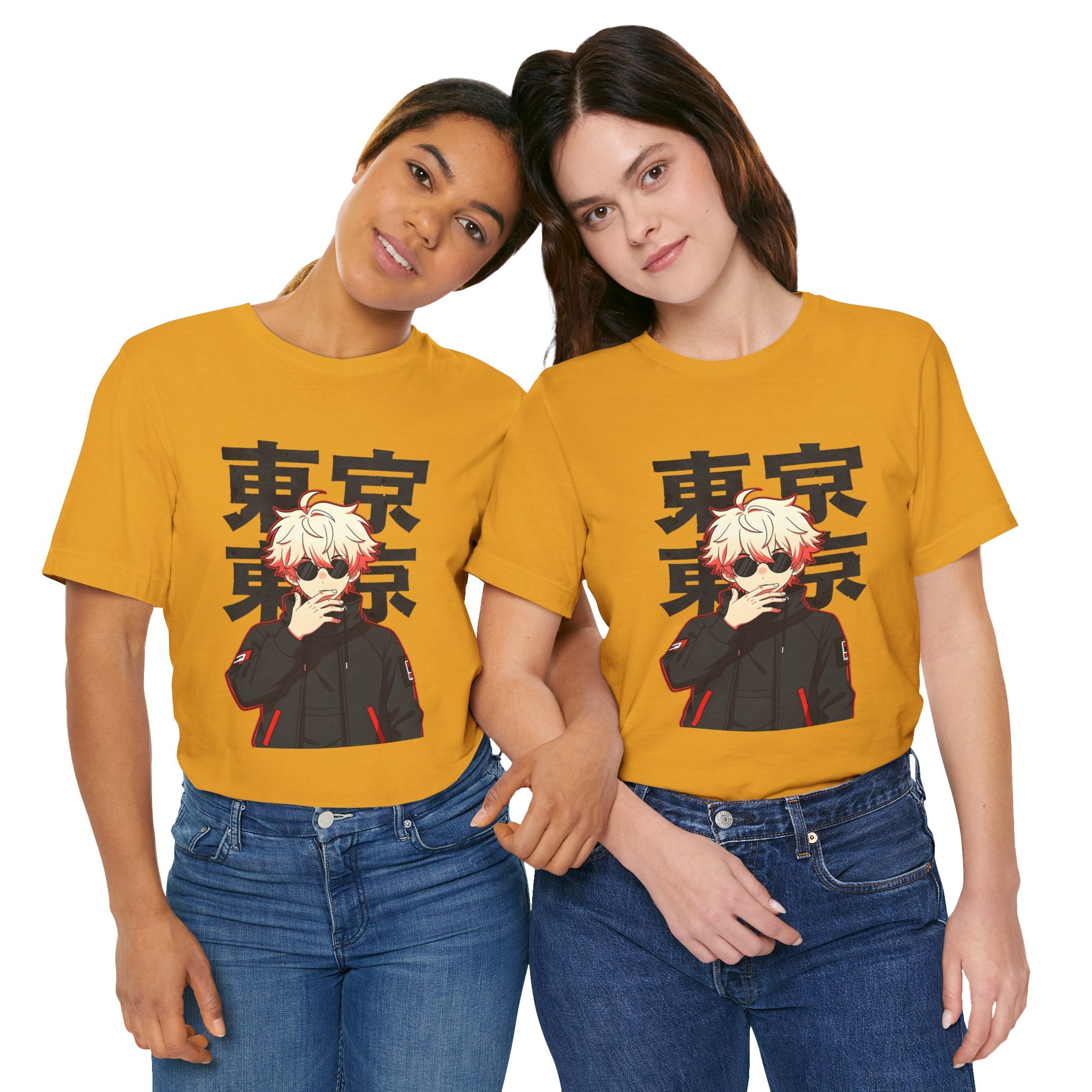 Tokyo Anime Graphic Tee — Blond Character with Kanji "東京"