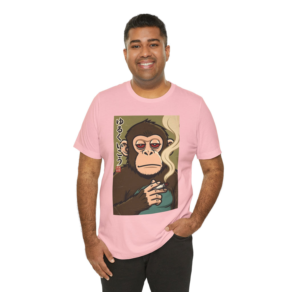 Smoking Monkey Graphic Tee — Japanese Retro Ape Illustration T-Shirt