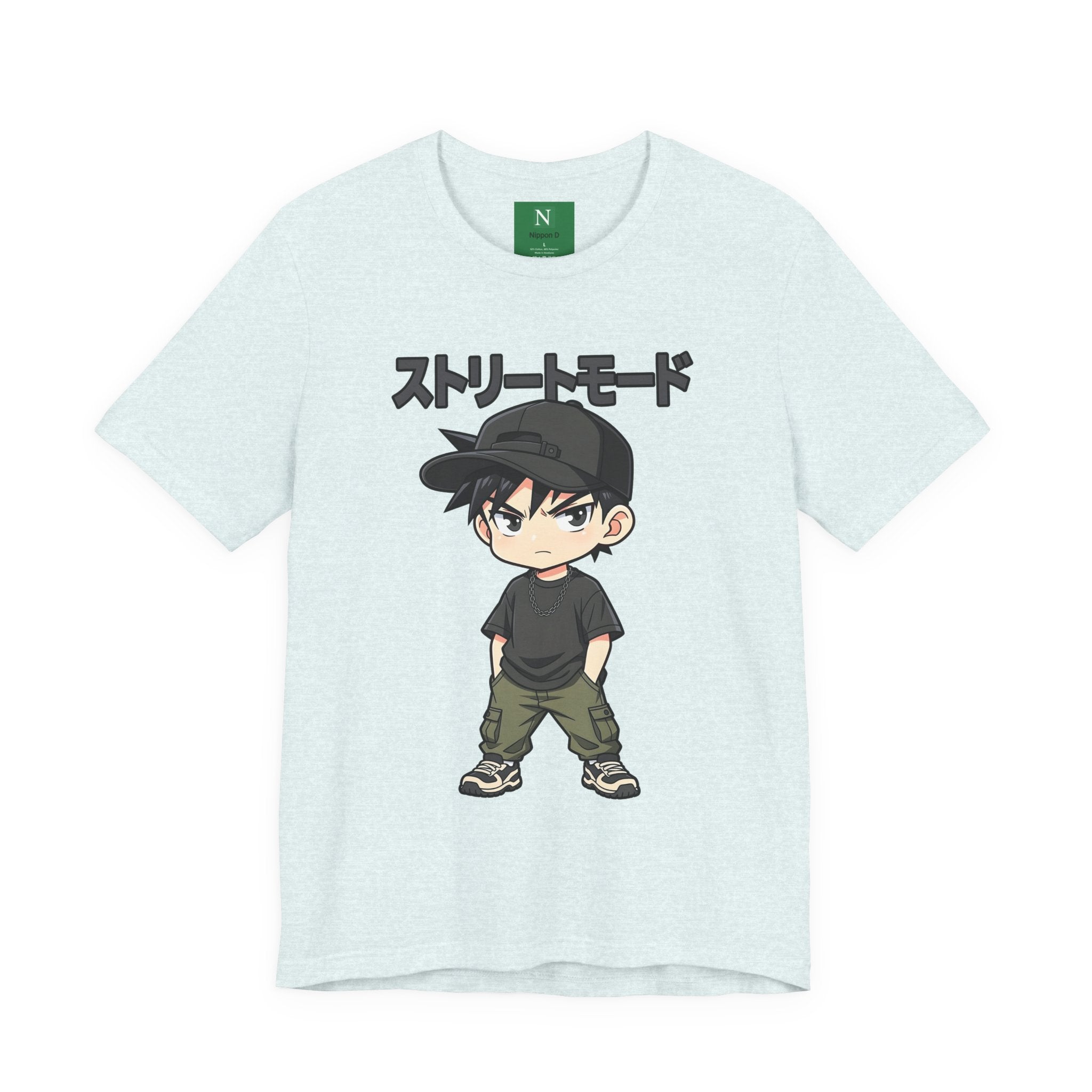 Street Mode Anime Boy T-Shirt — Japanese Text Graphic Tee