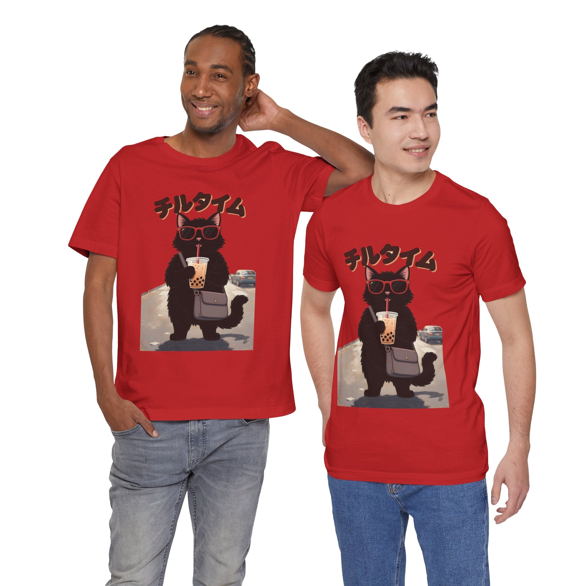 Boba Cat Tee — Cute Cat Drinking Bubble Tea Graphic T-Shirt