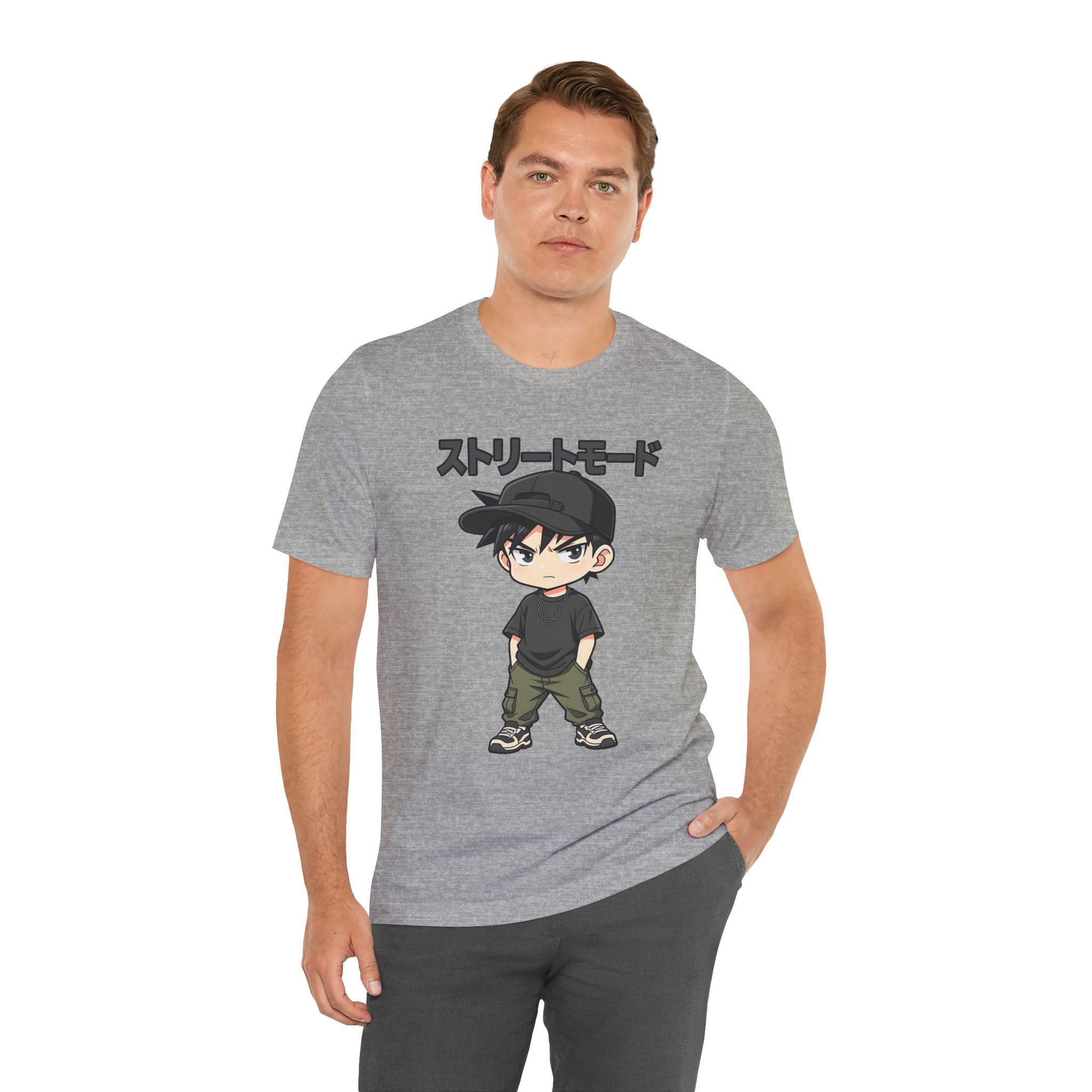 Street Mode Anime Boy T-Shirt — Japanese Text Graphic Tee