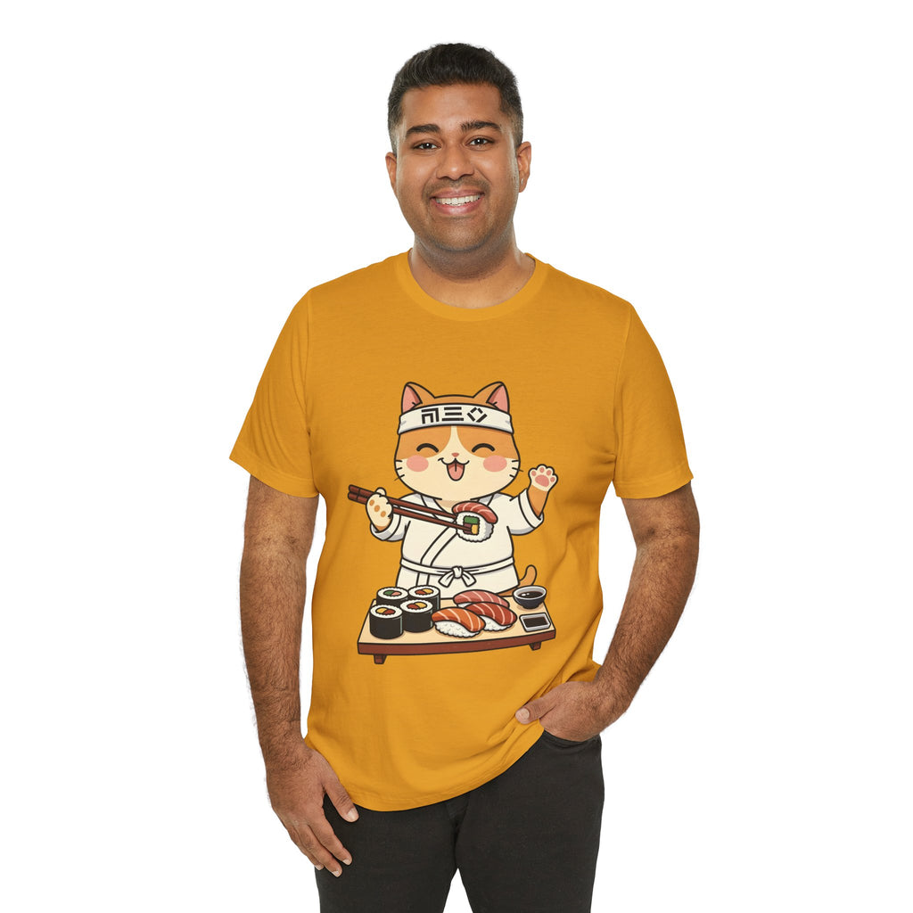 Sushi Chef Cat T‑Shirt — Cute Kawaii Cat Making Sushi Graphic Tee