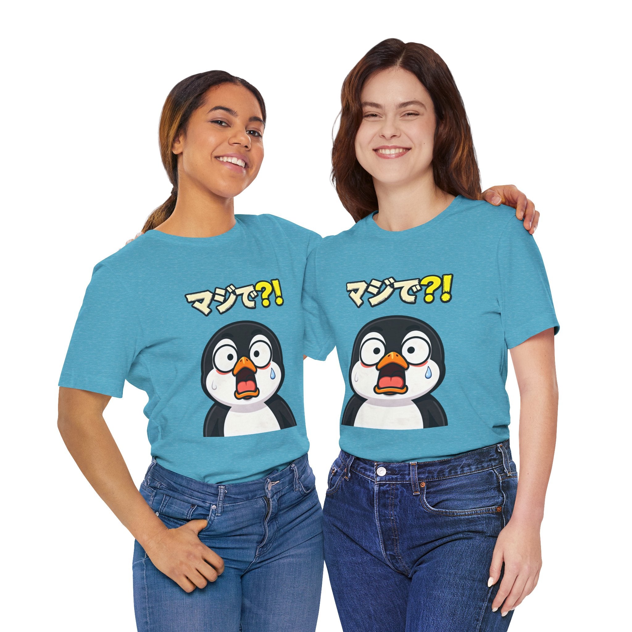 Shocked Penguin Tee — Japanese “マジで?!” Cute Anime-Style Graphic T-Shirt