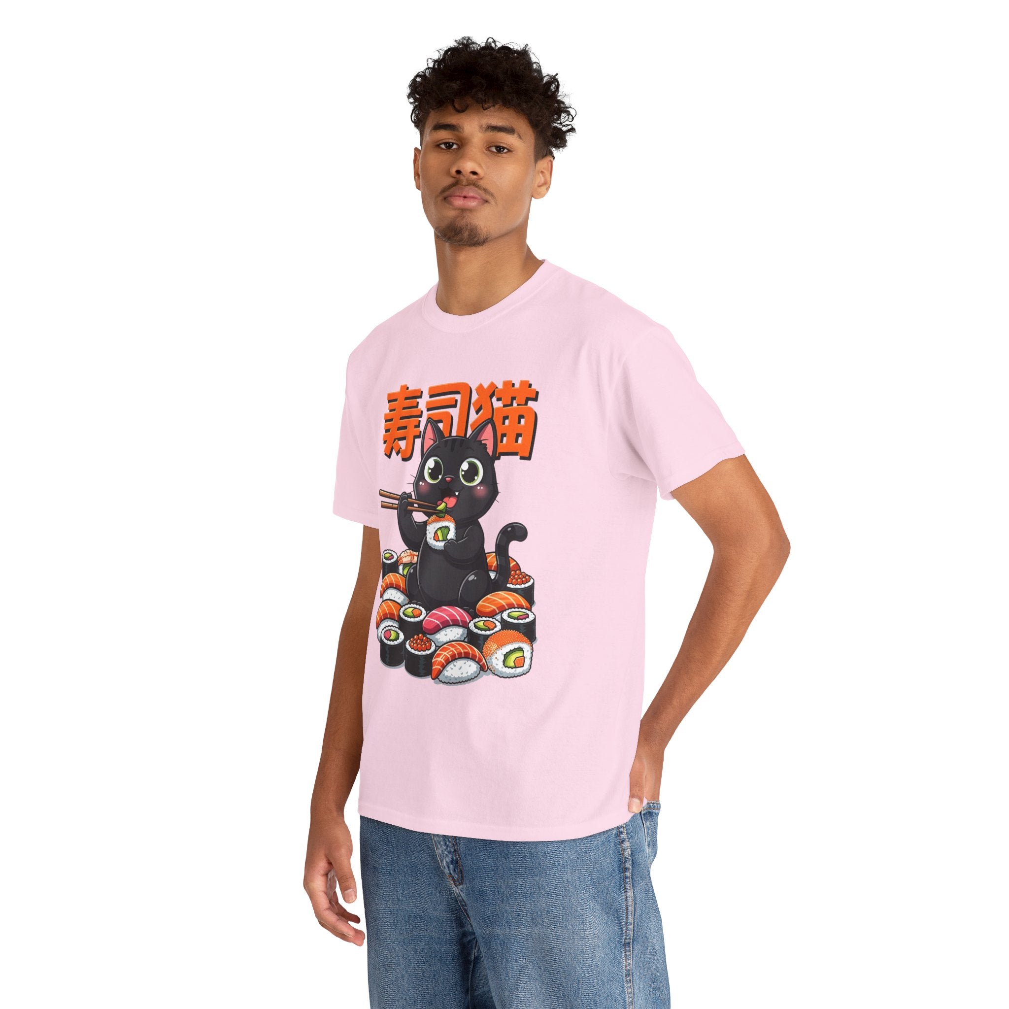 Sushi Cat T-Shirt – Cute Black Cat Eating Sushi Graphic Tee