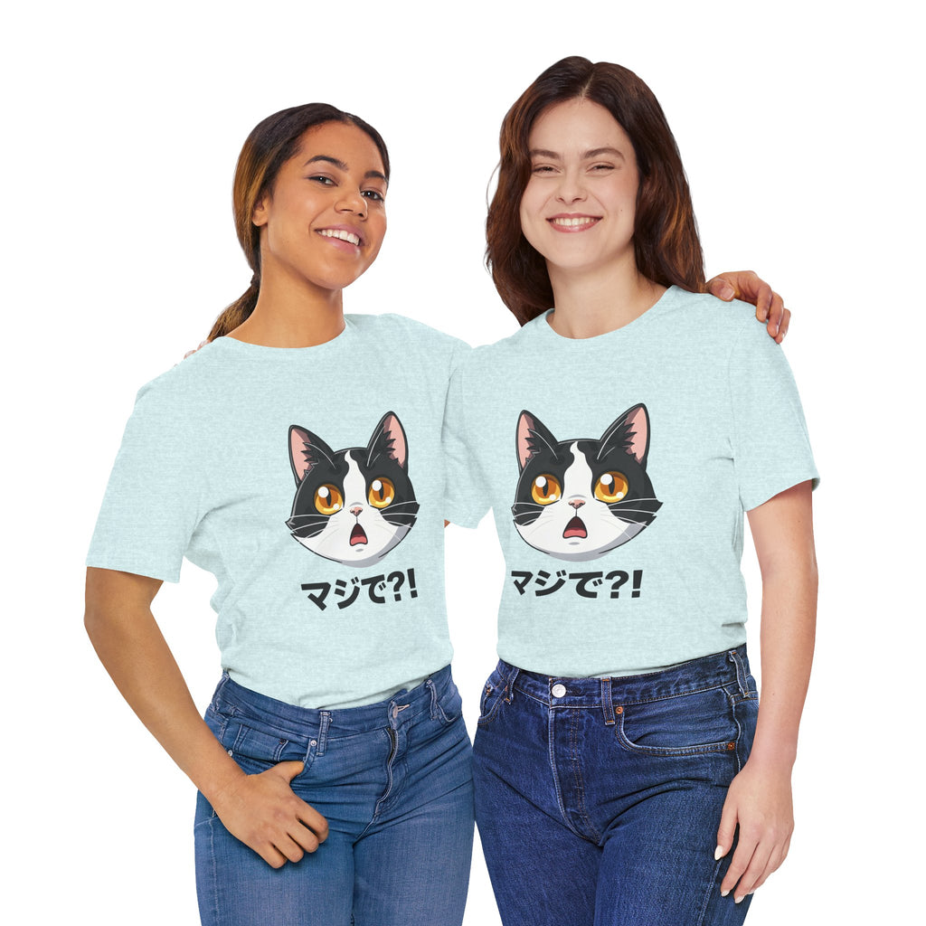Cat Shock Face Graphic Tee — マジで?! Cute Anime Cat T-Shirt