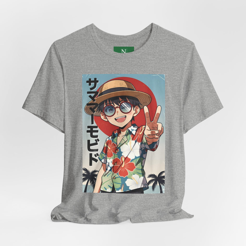 Anime Summer Kid: Tropical Hawaiian Tee with Peace Sign (サマー)
