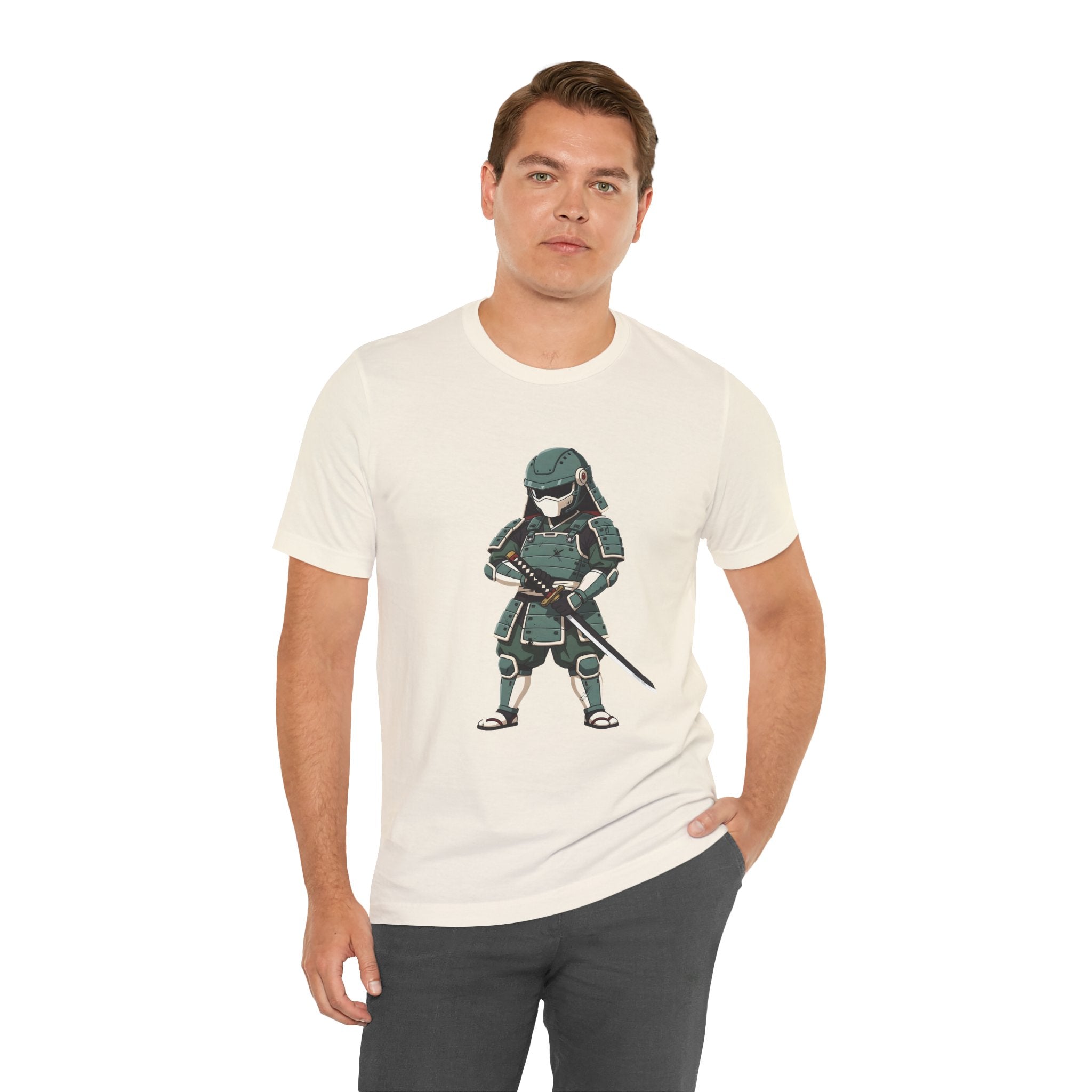 Samurai Cat T-Shirt – Cute Armored Kitty with Katana Graphic