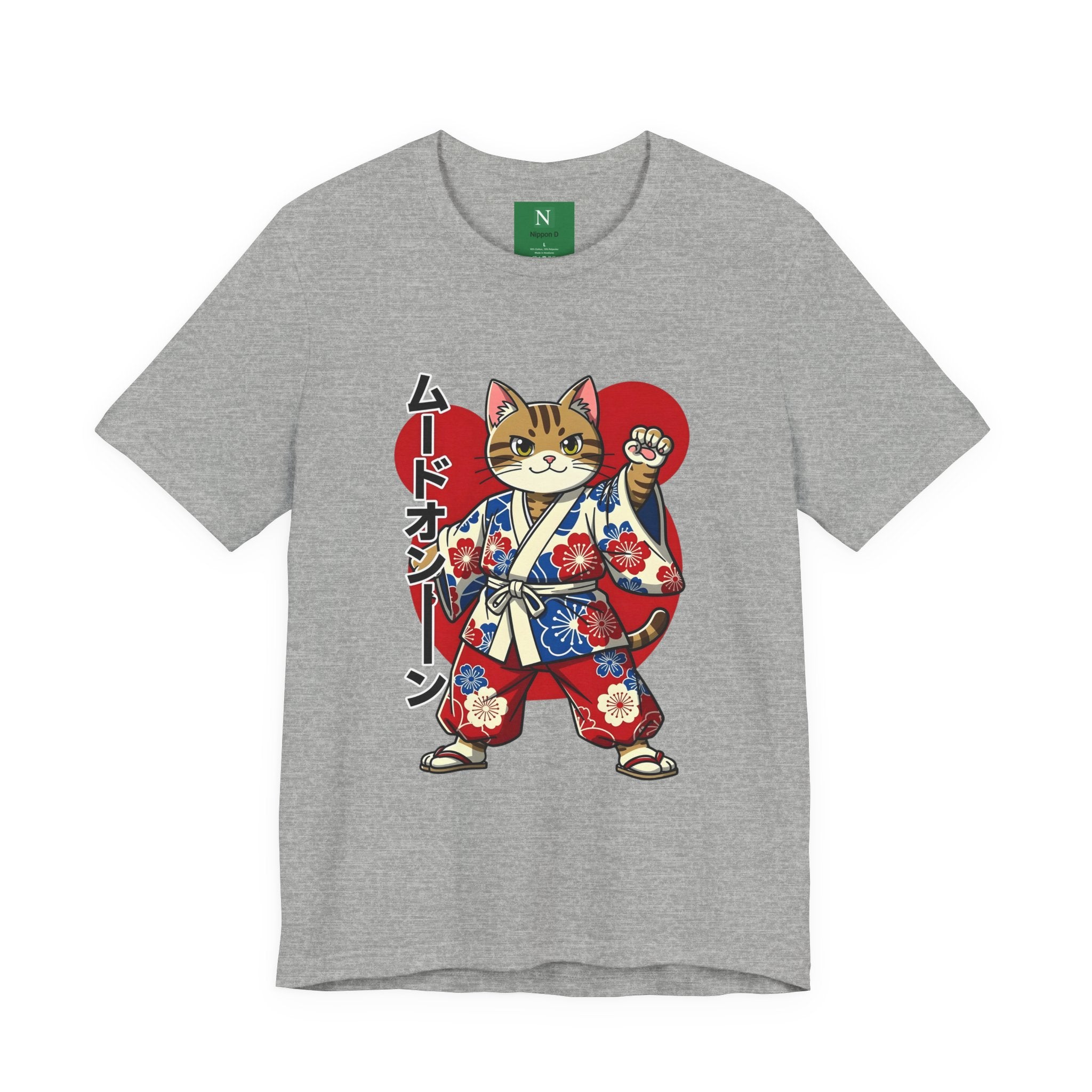Samurai Cat T‑Shirt — Kawaii Japanese Kimono Cat Graphic Tee
