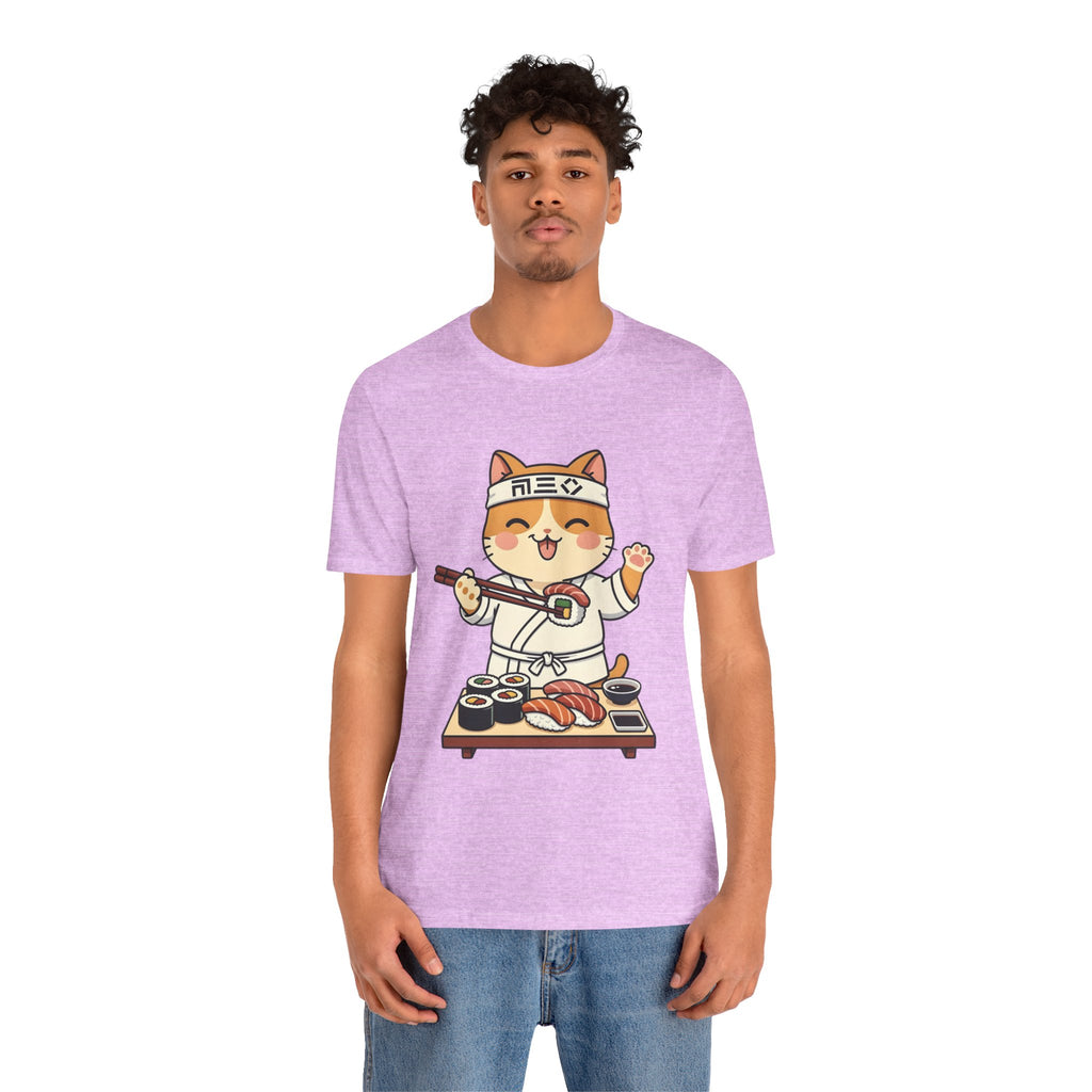 Sushi Chef Cat T‑Shirt — Cute Kawaii Cat Making Sushi Graphic Tee