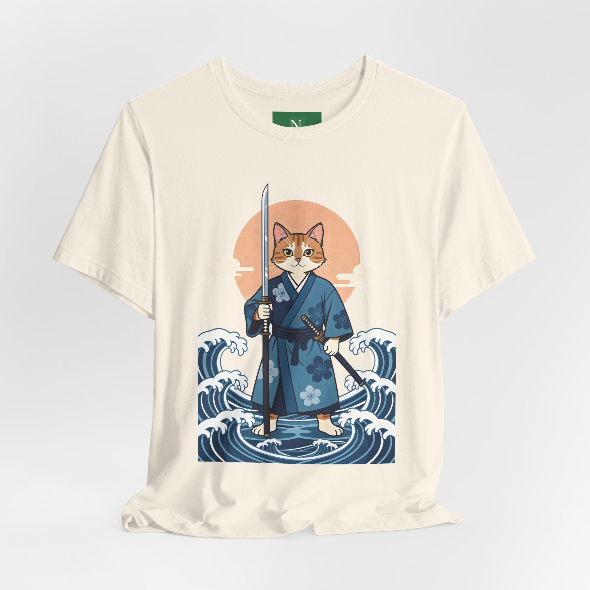 Samurai Cat T-Shirt — Japanese Wave Illustration Tee