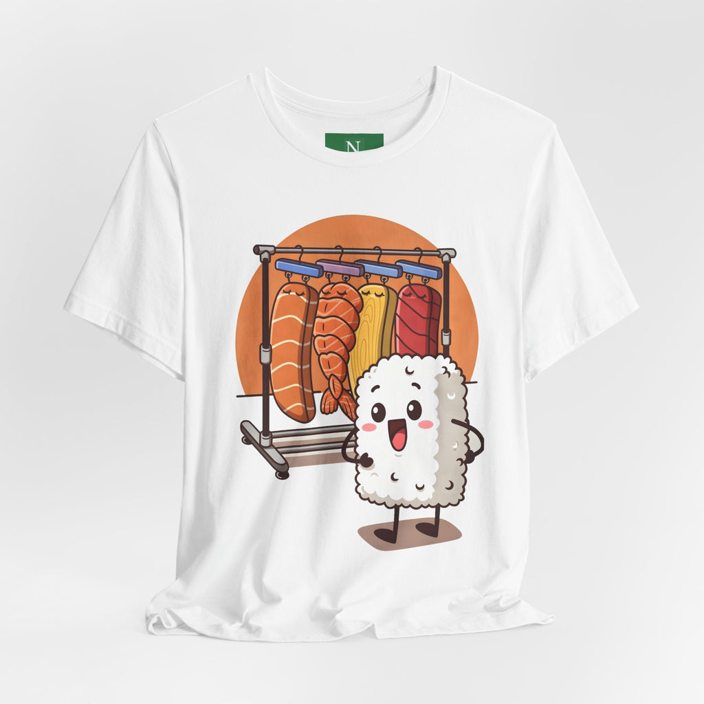 Cute Sushi Rice Cartoon T‑Shirt — Kawaii Nigiri Character Tee