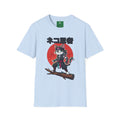 Neko Ronin Cat T-Shirt – Samurai Cat with Red Sun Japanese Text