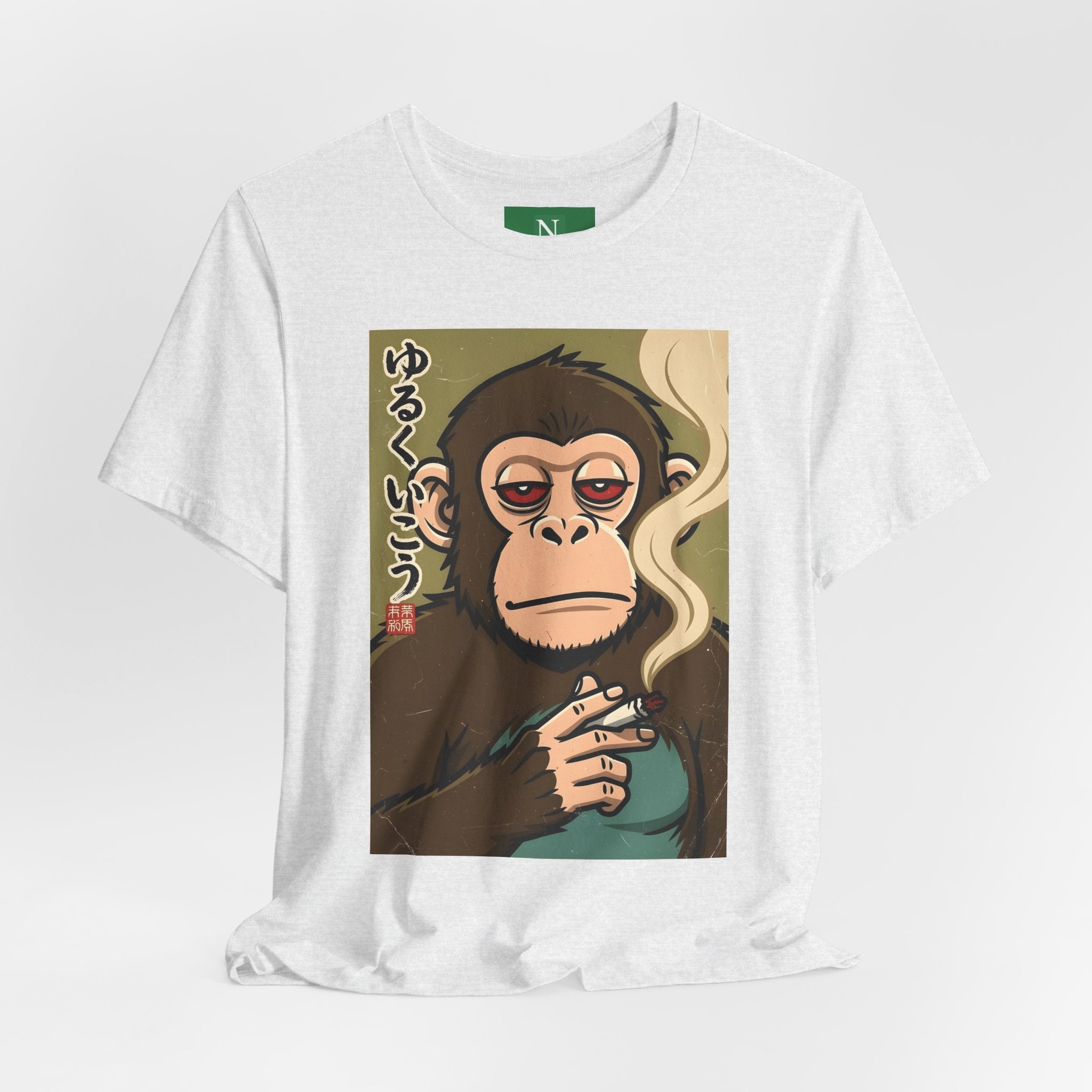 Smoking Monkey Graphic Tee — Japanese Retro Ape Illustration T-Shirt