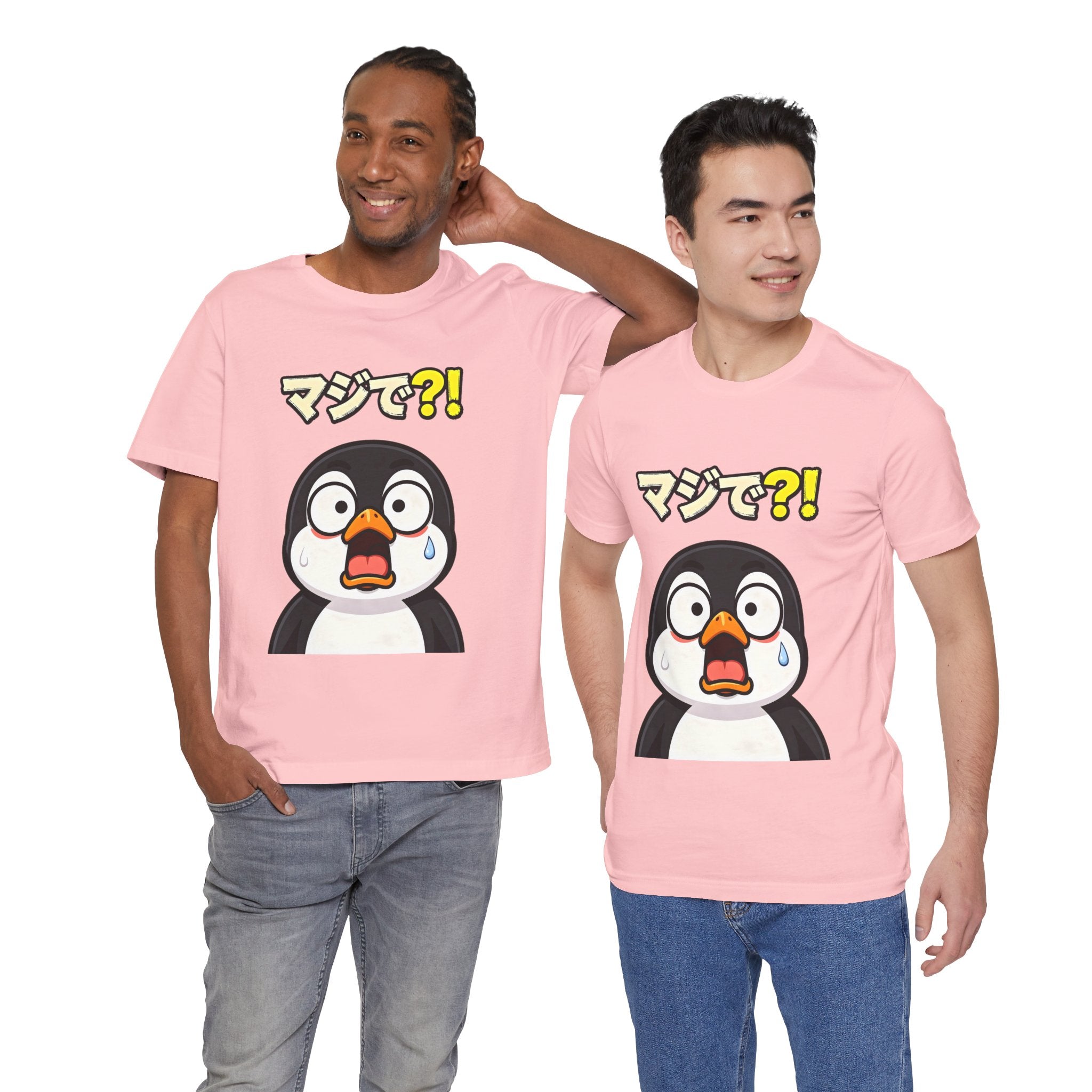Shocked Penguin Tee — Japanese “マジで?!” Cute Anime-Style Graphic T-Shirt