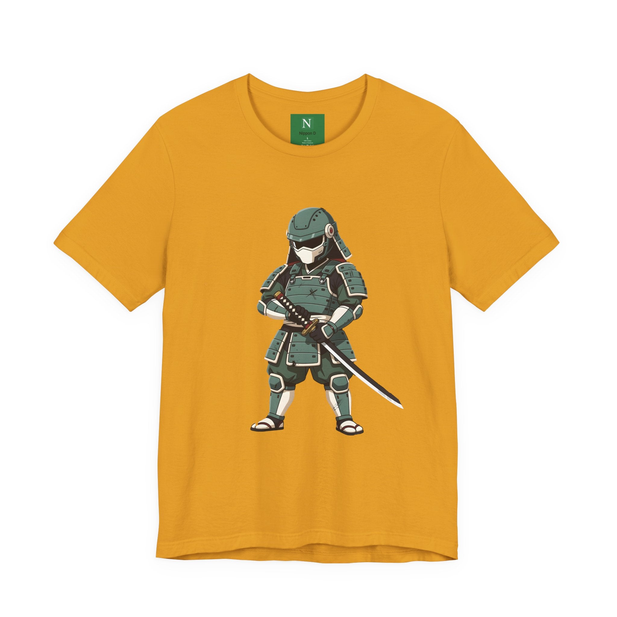 Samurai Cat T-Shirt – Cute Armored Kitty with Katana Graphic