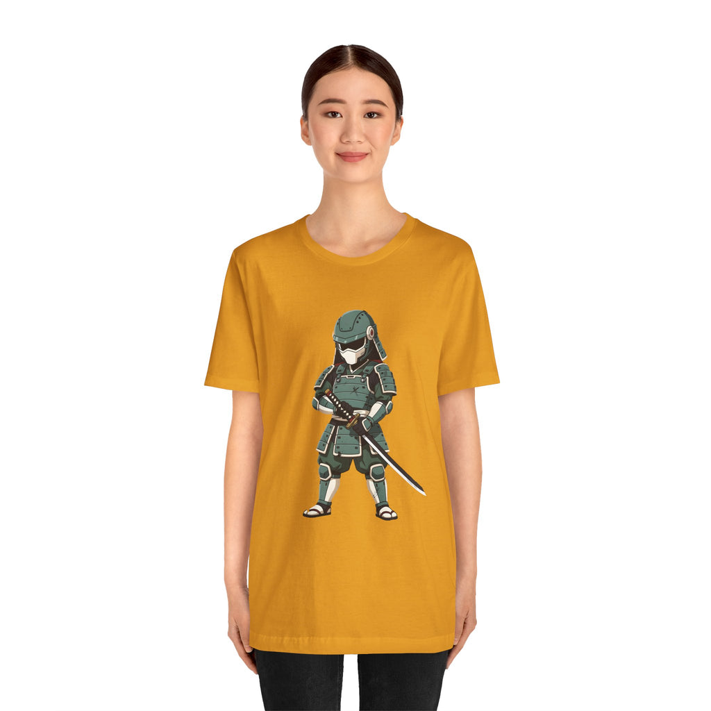 Samurai Cat T-Shirt – Cute Armored Kitty with Katana Graphic