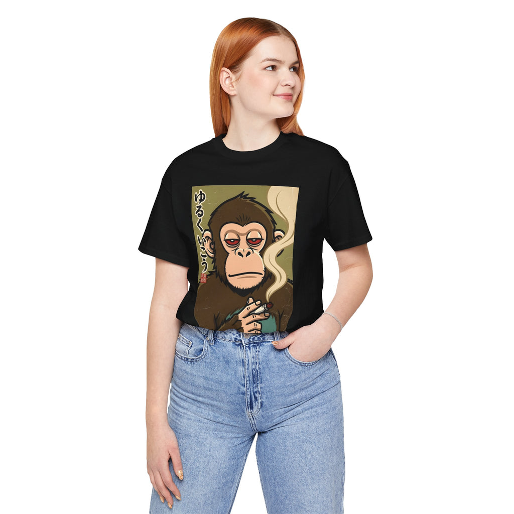 Smoking Monkey Graphic Tee — Japanese Retro Ape Illustration T-Shirt