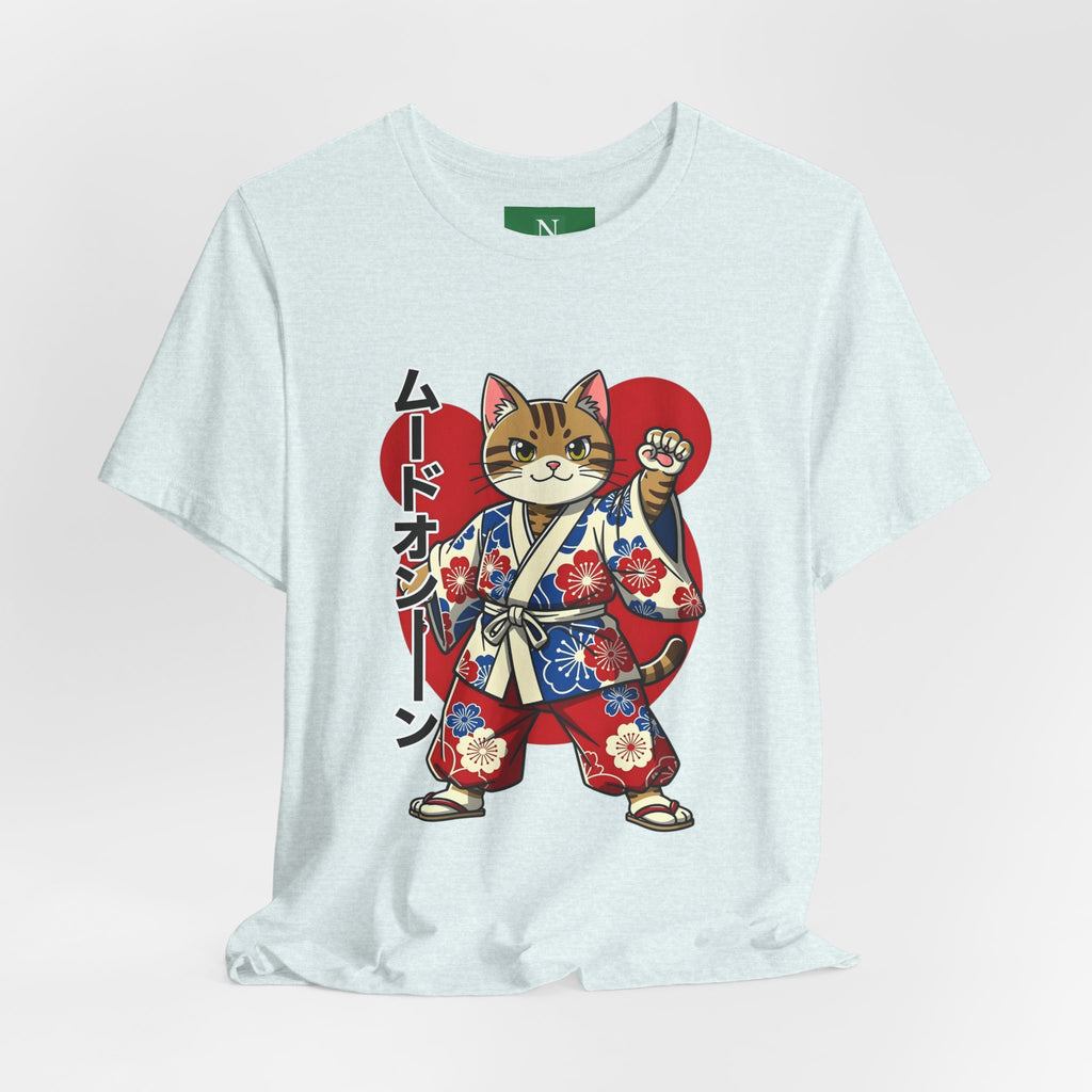 Samurai Cat T‑Shirt — Kawaii Japanese Kimono Cat Graphic Tee