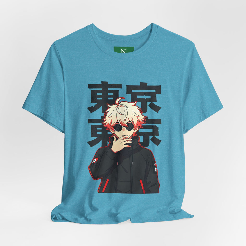 Tokyo Anime Graphic Tee — Blond Character with Kanji "東京"